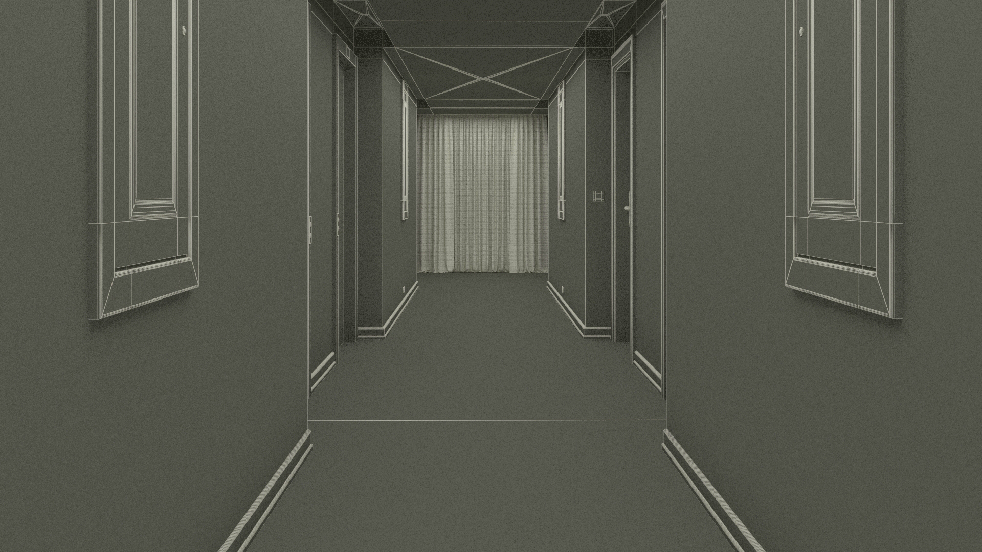 3D Hotel Corridor and Housekeeping Maid