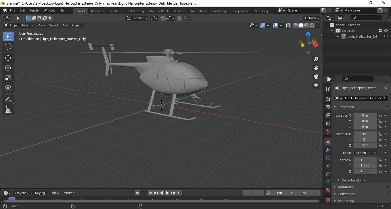 3D model Light Helicopter Exterior Only