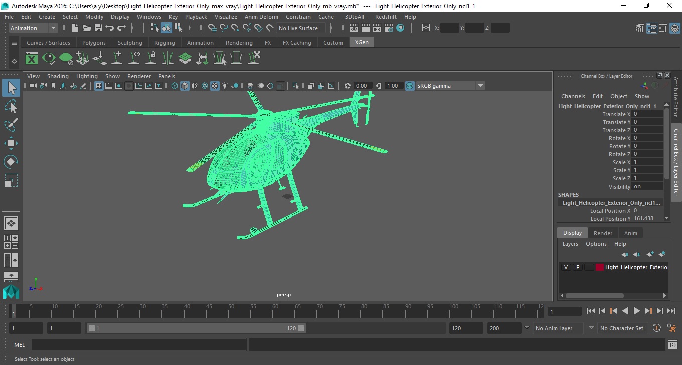 3D model Light Helicopter Exterior Only