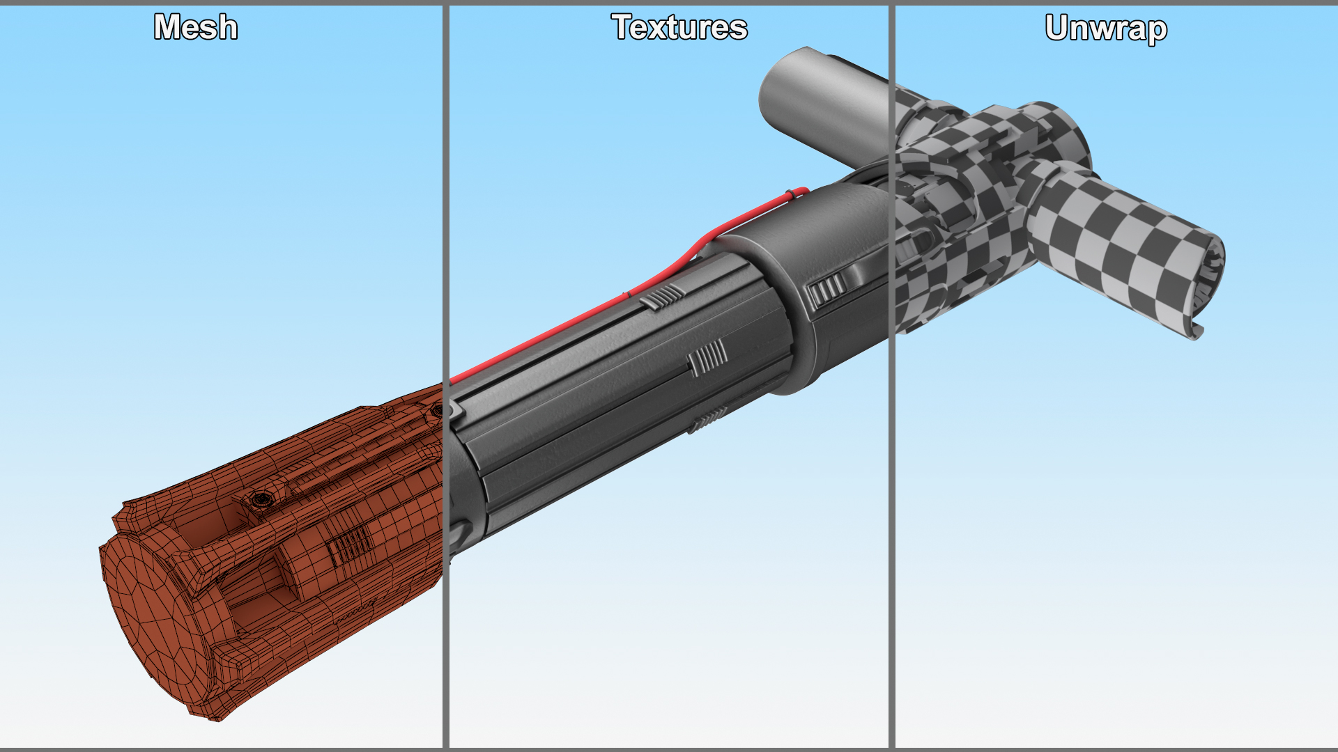 3D model Kylo Rens Crossguard Lightsaber Off