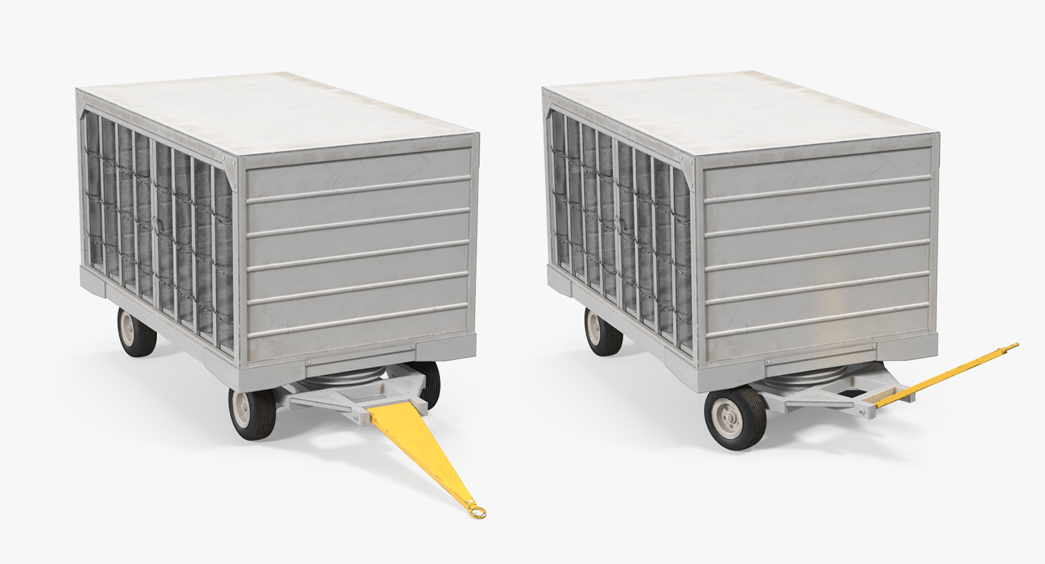 Airport Closed Baggage Trailer Rigged 3D