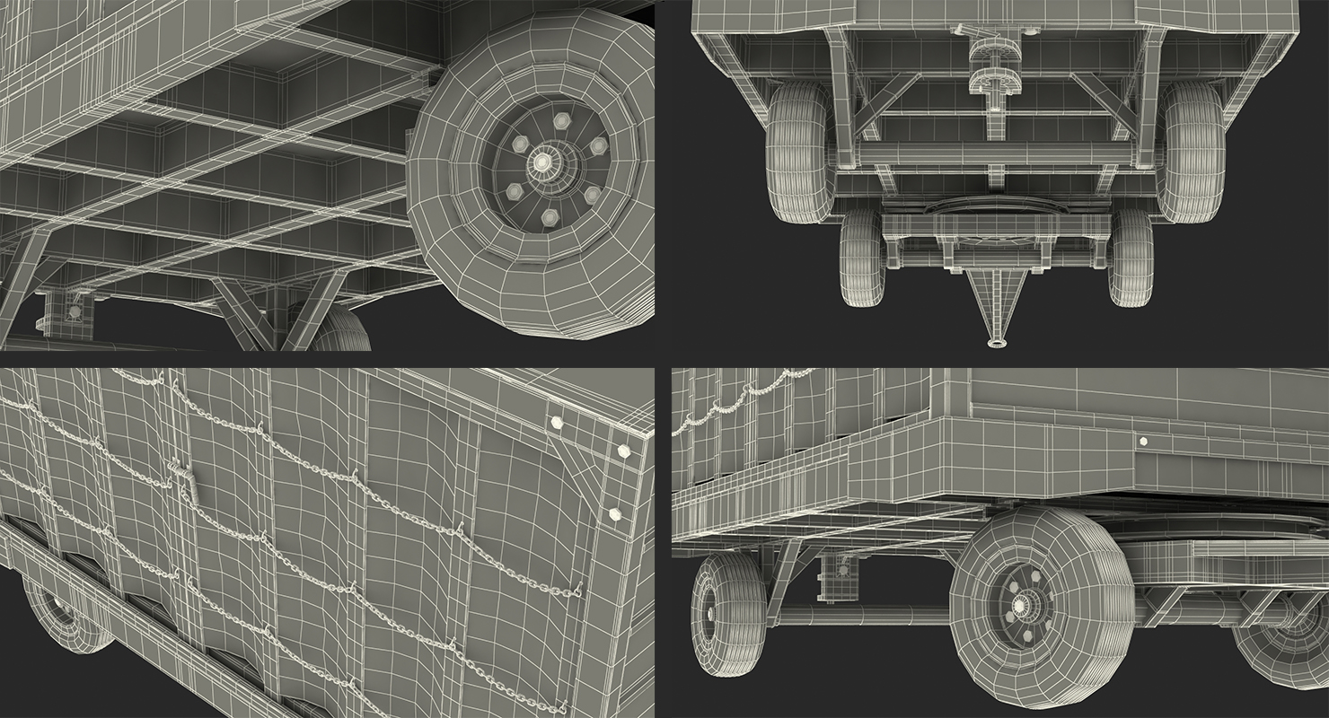 Airport Closed Baggage Trailer Rigged 3D