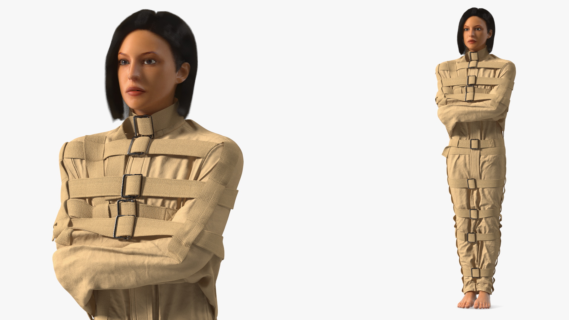 3D Female Figure in Straitjacket with Fur model