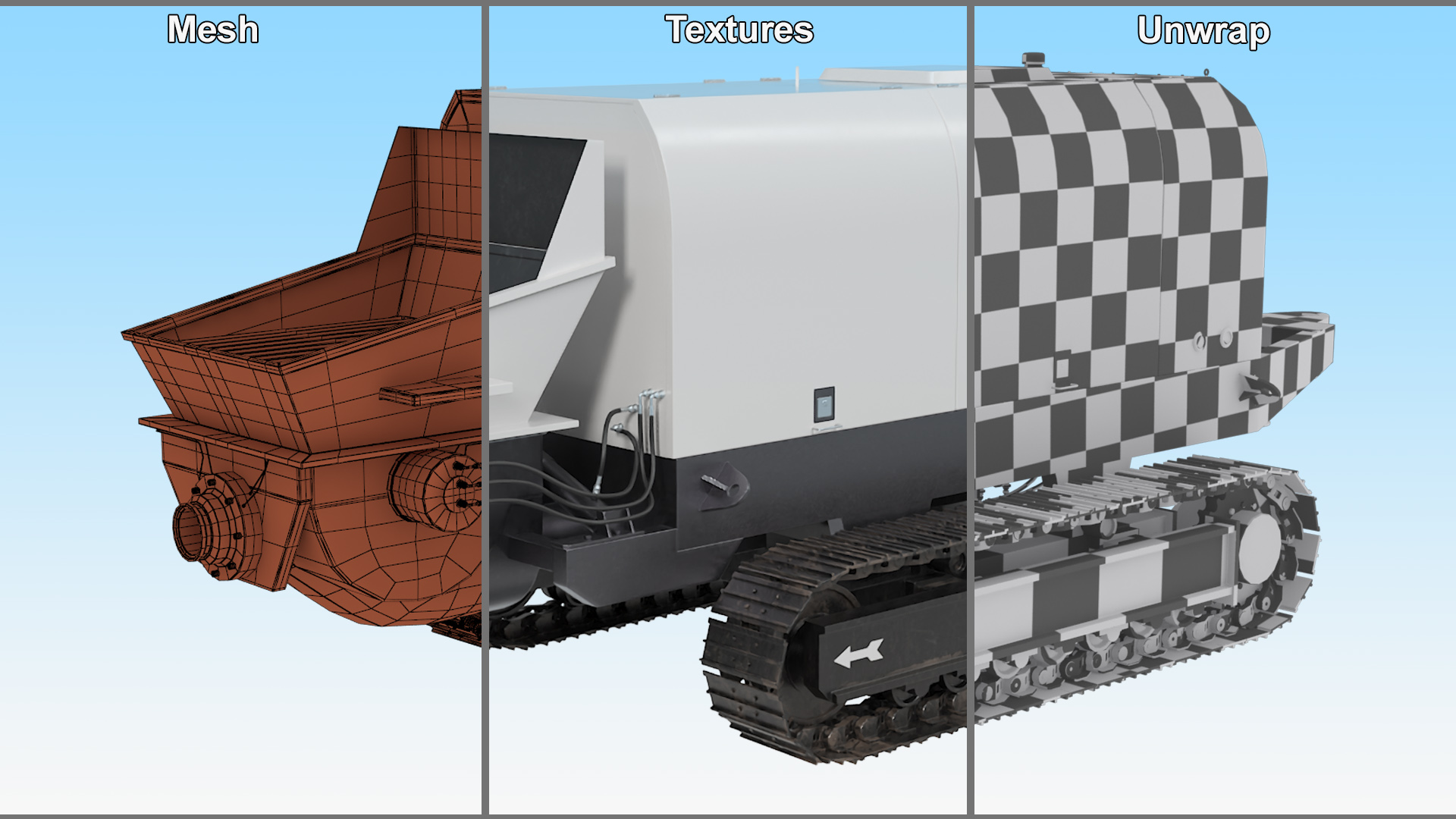 3D Portable Concrete Pump on Crawler Chassis