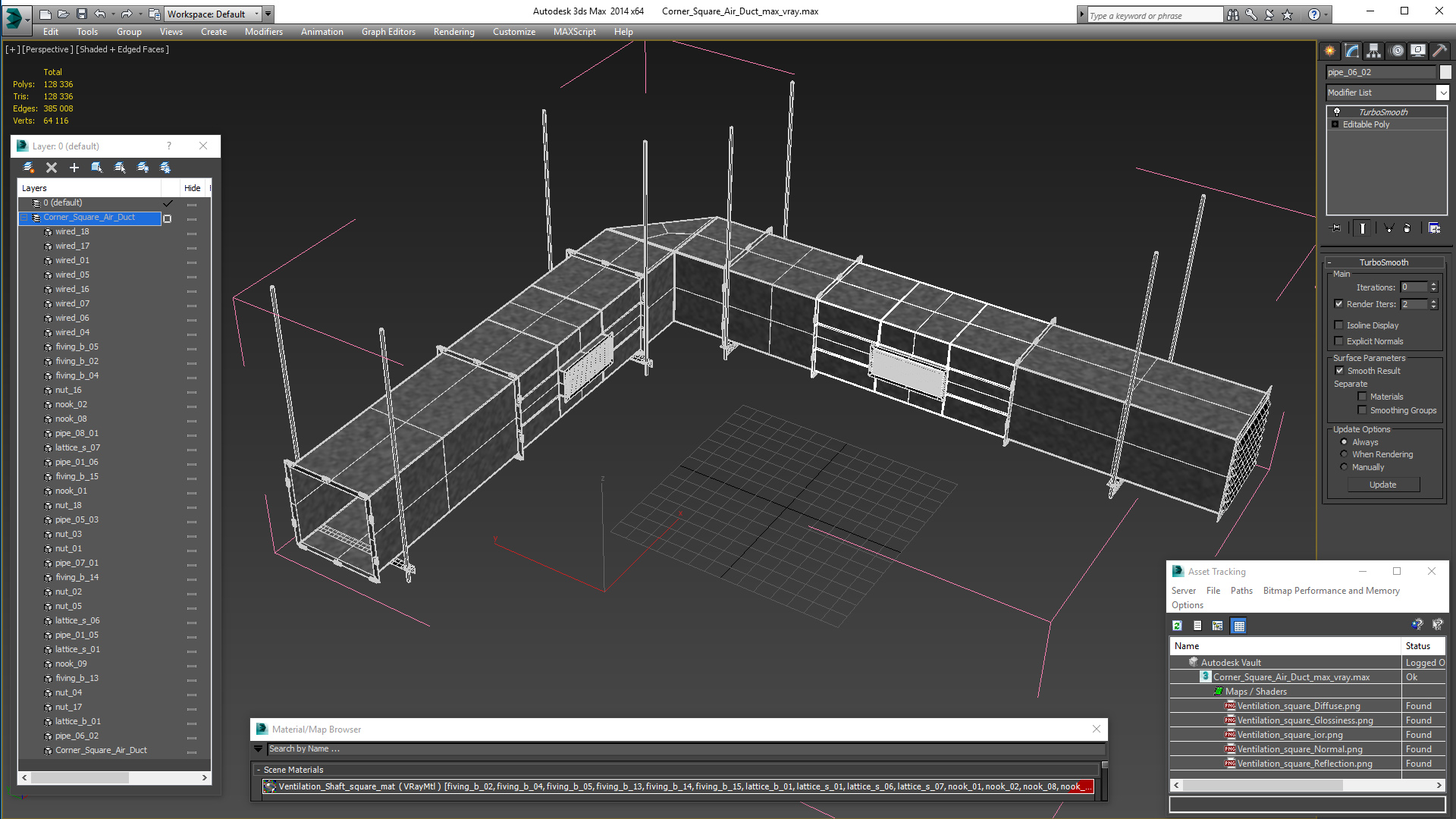 Corner Square Air Duct 3D