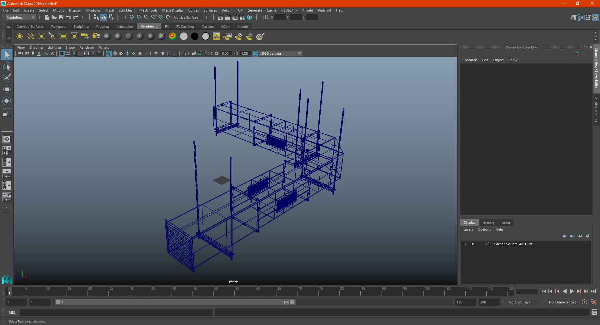 Corner Square Air Duct 3D