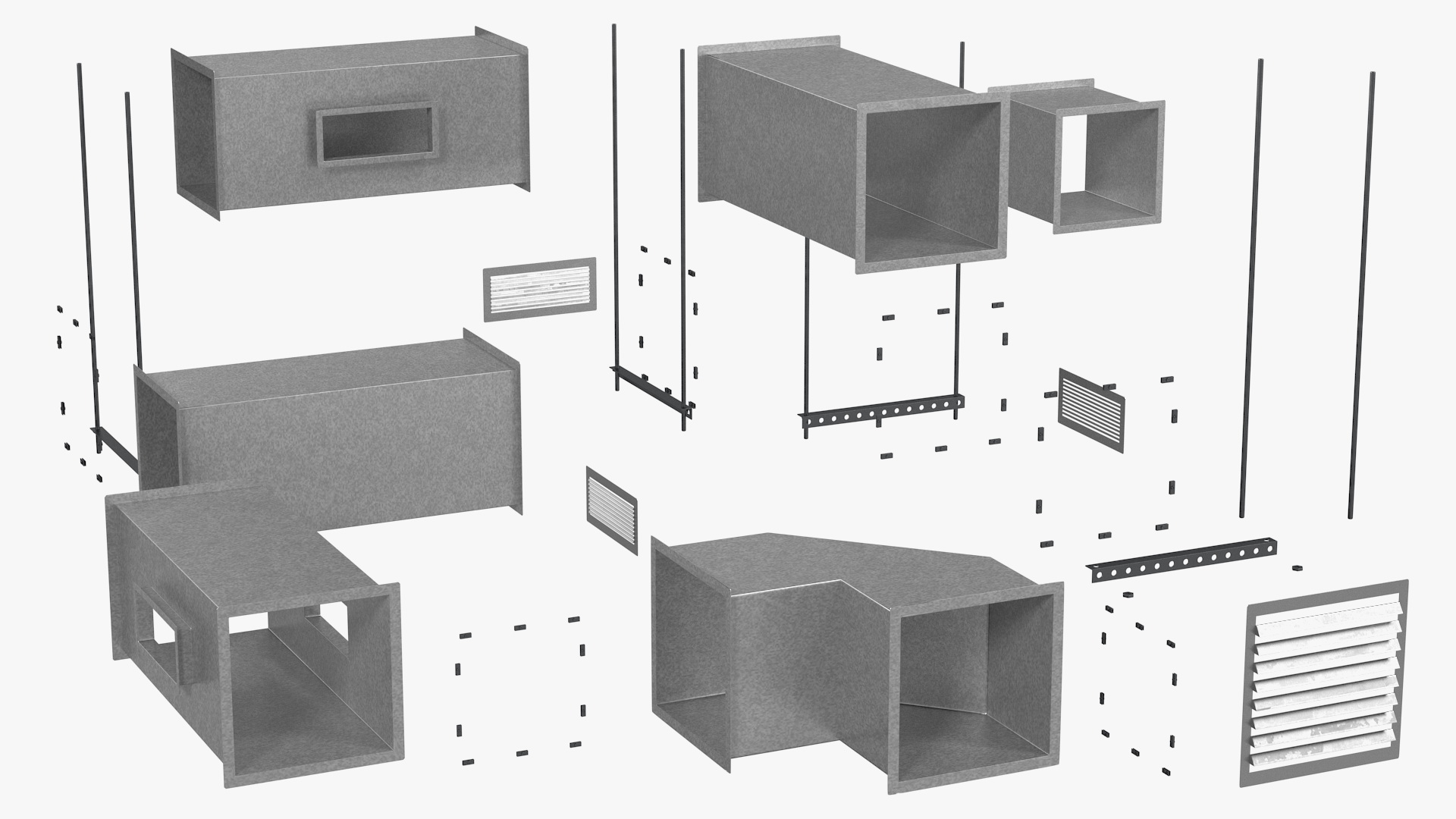 Corner Square Air Duct 3D