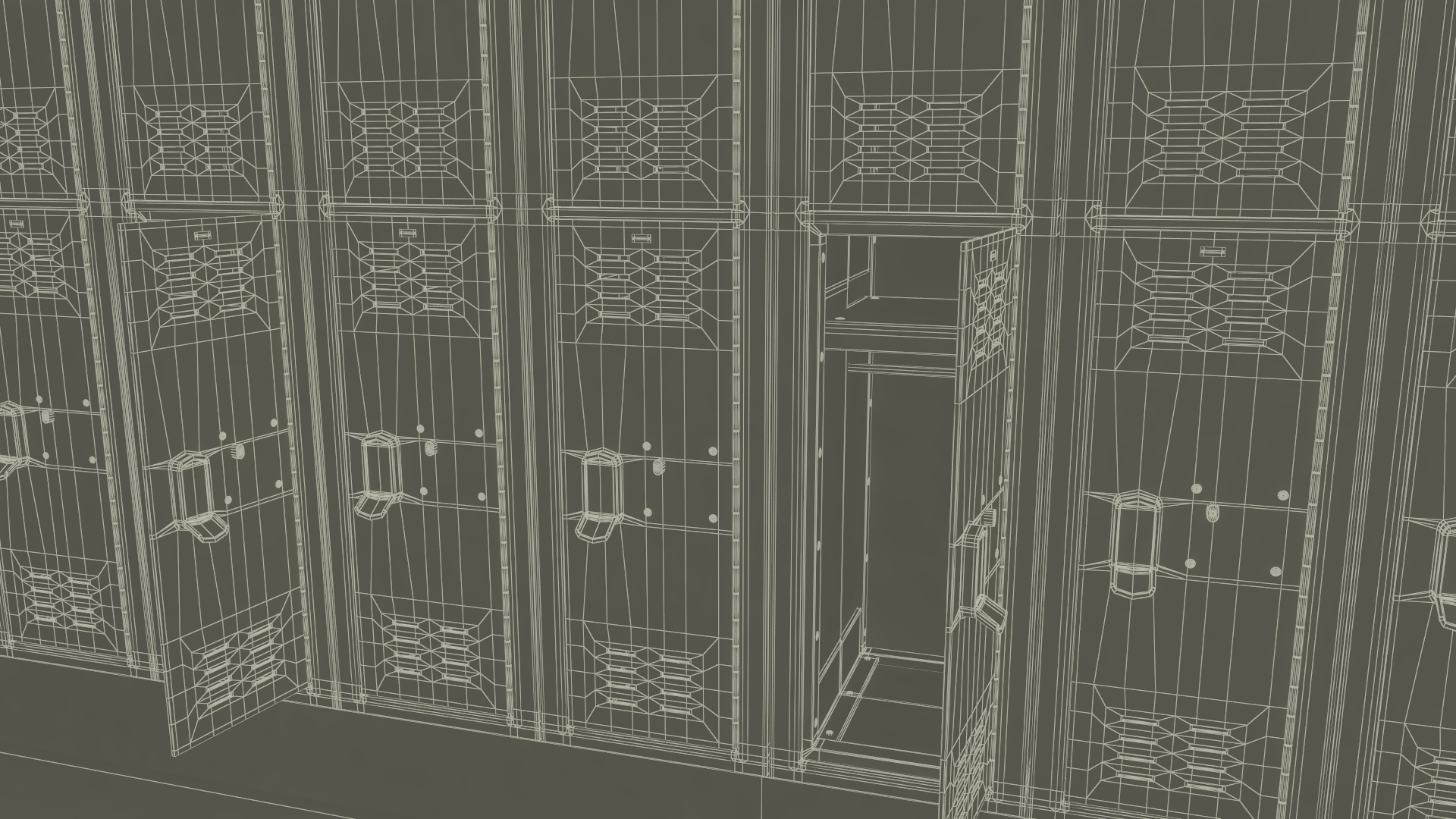 Locker Boxes Room Grey 3D