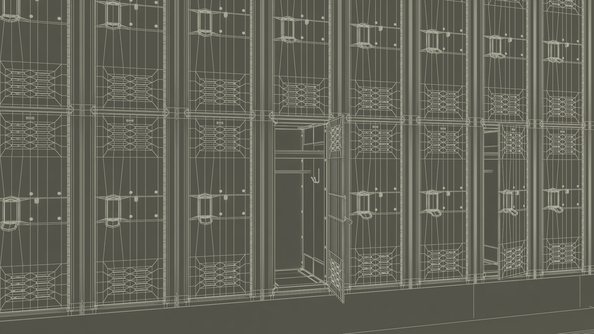 Locker Boxes Room Grey 3D