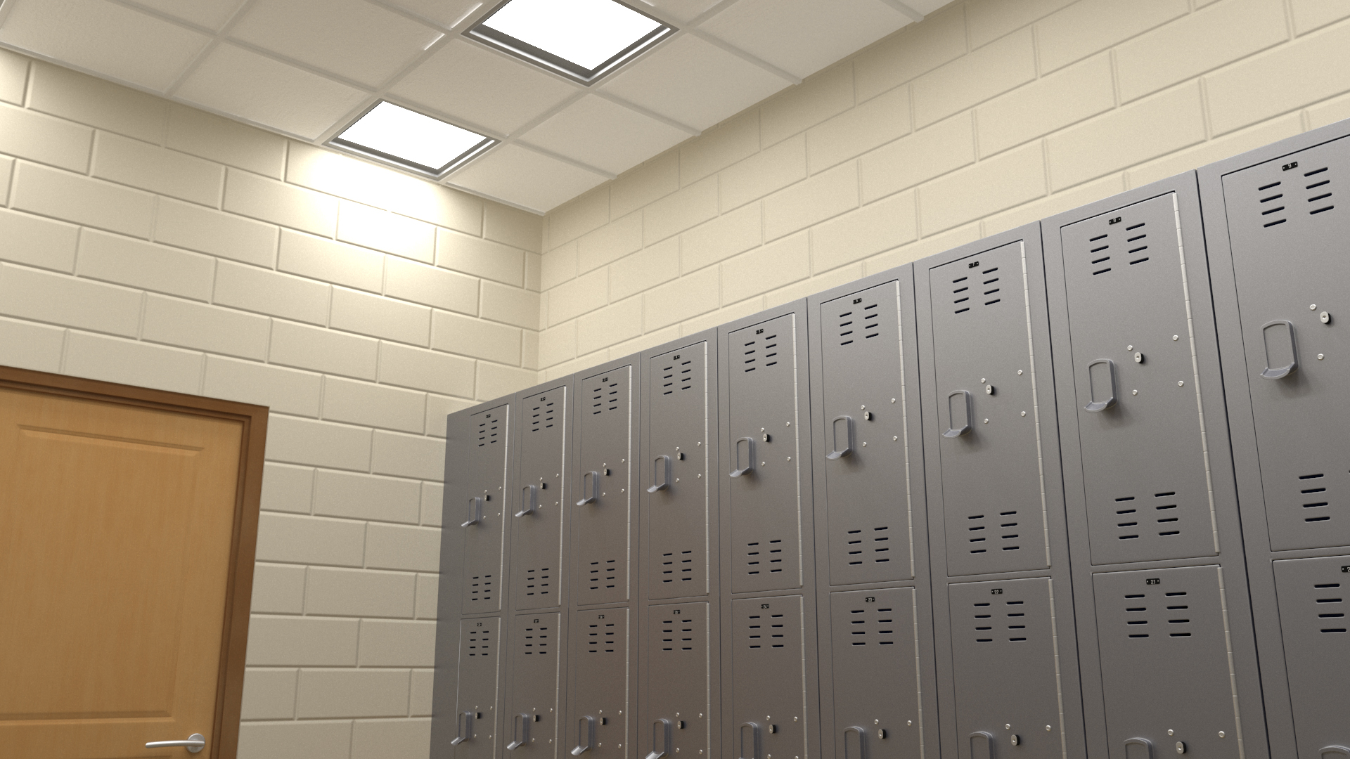 Locker Boxes Room Grey 3D