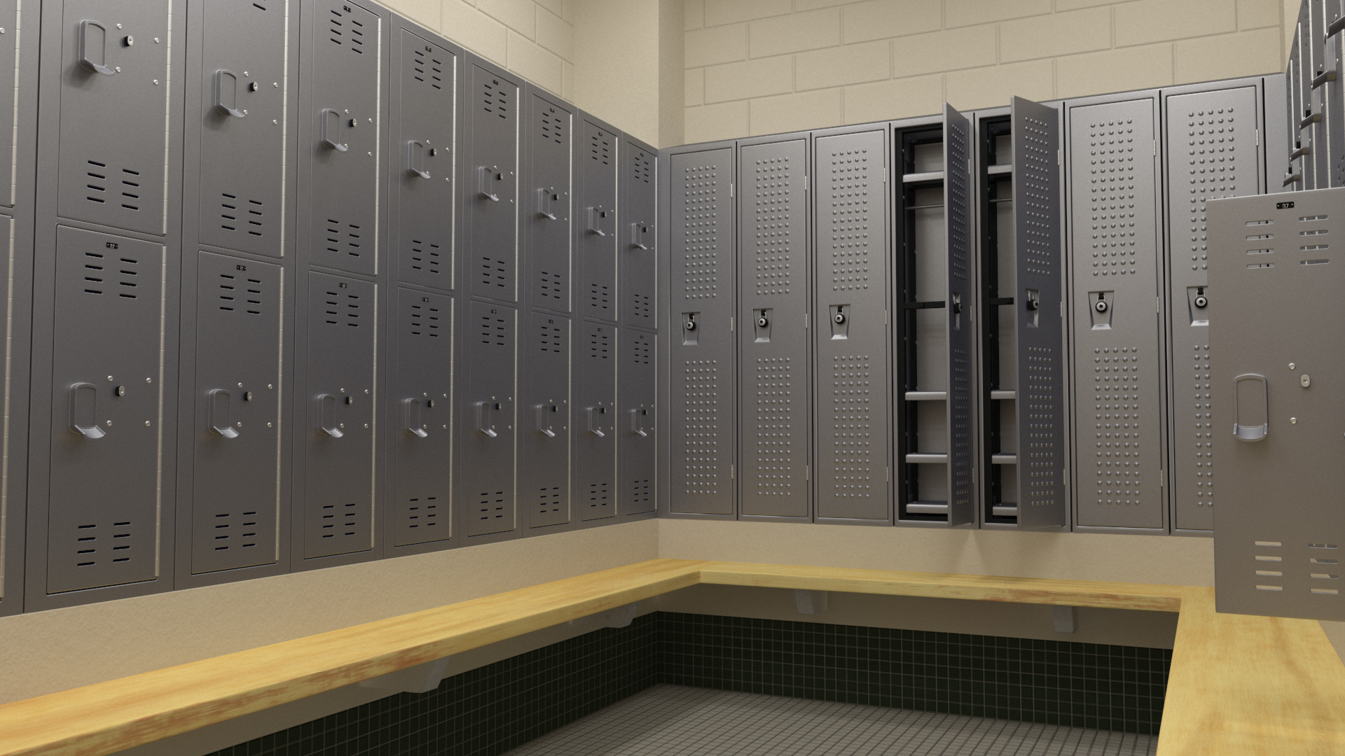 Locker Boxes Room Grey 3D