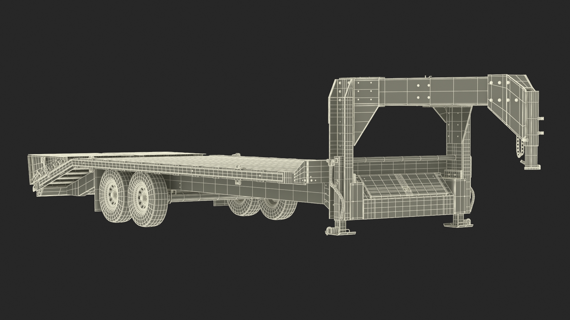 Pickup Truck with Gooseneck Trailer and Crossover 3D model