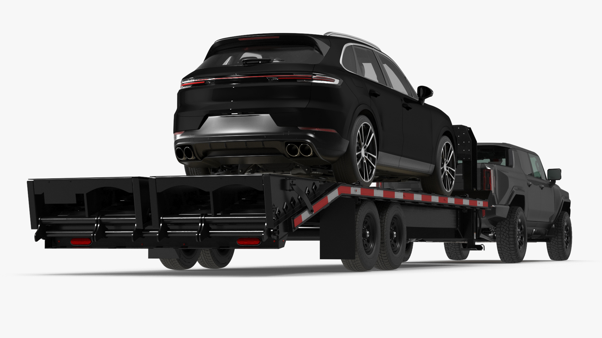 Pickup Truck with Gooseneck Trailer and Crossover 3D model