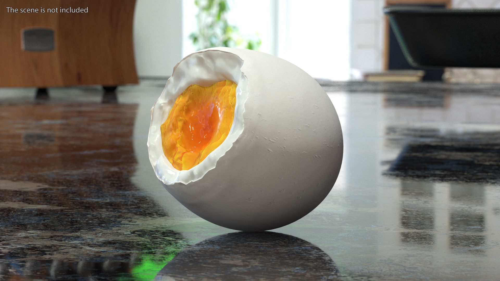 3D White Soft Boiled Egg Open