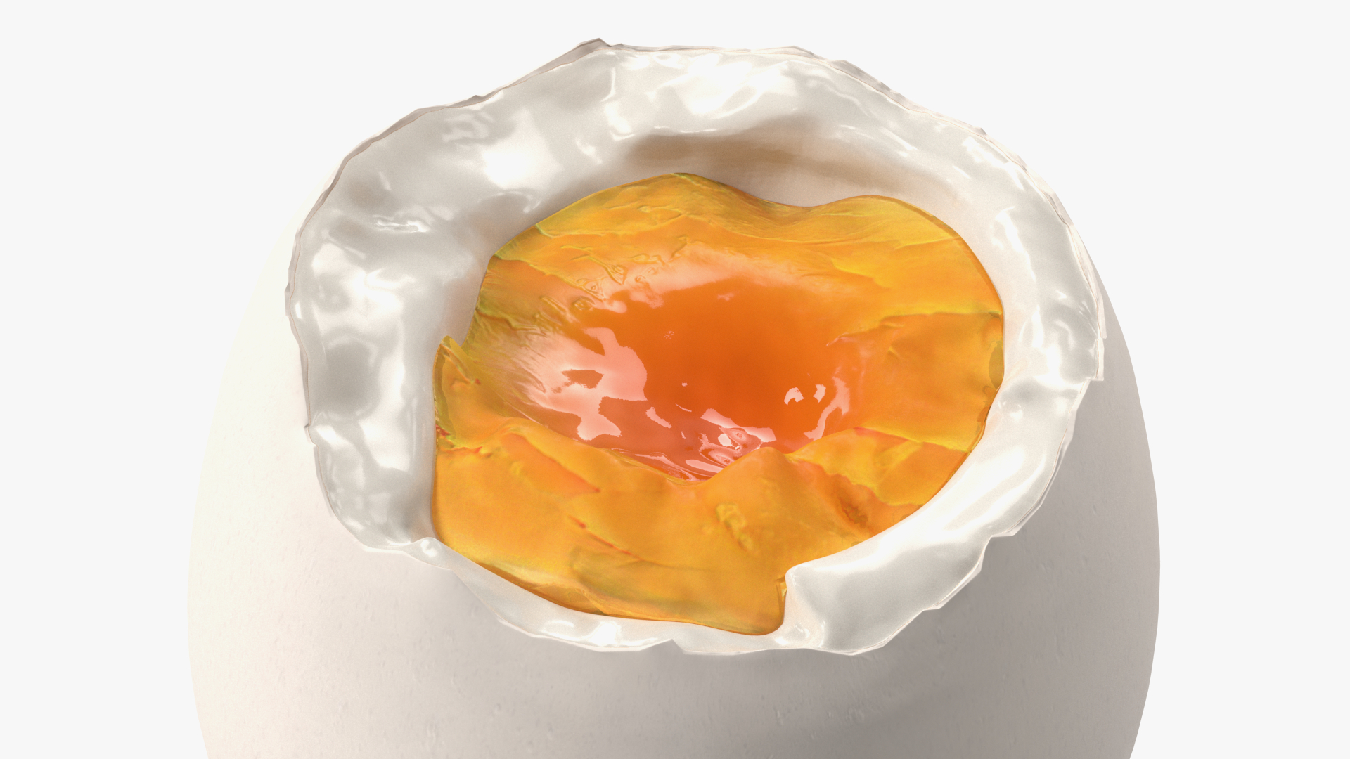 3D White Soft Boiled Egg Open