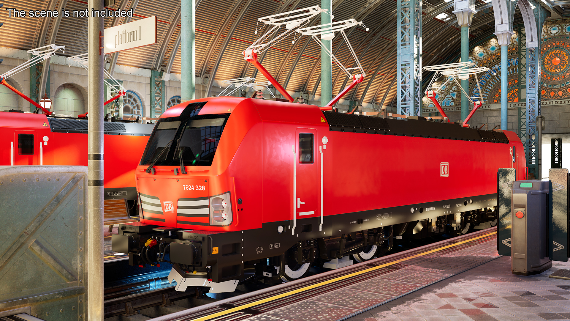 3D Red Siemens Vectron Locomotive Rigged for Maya