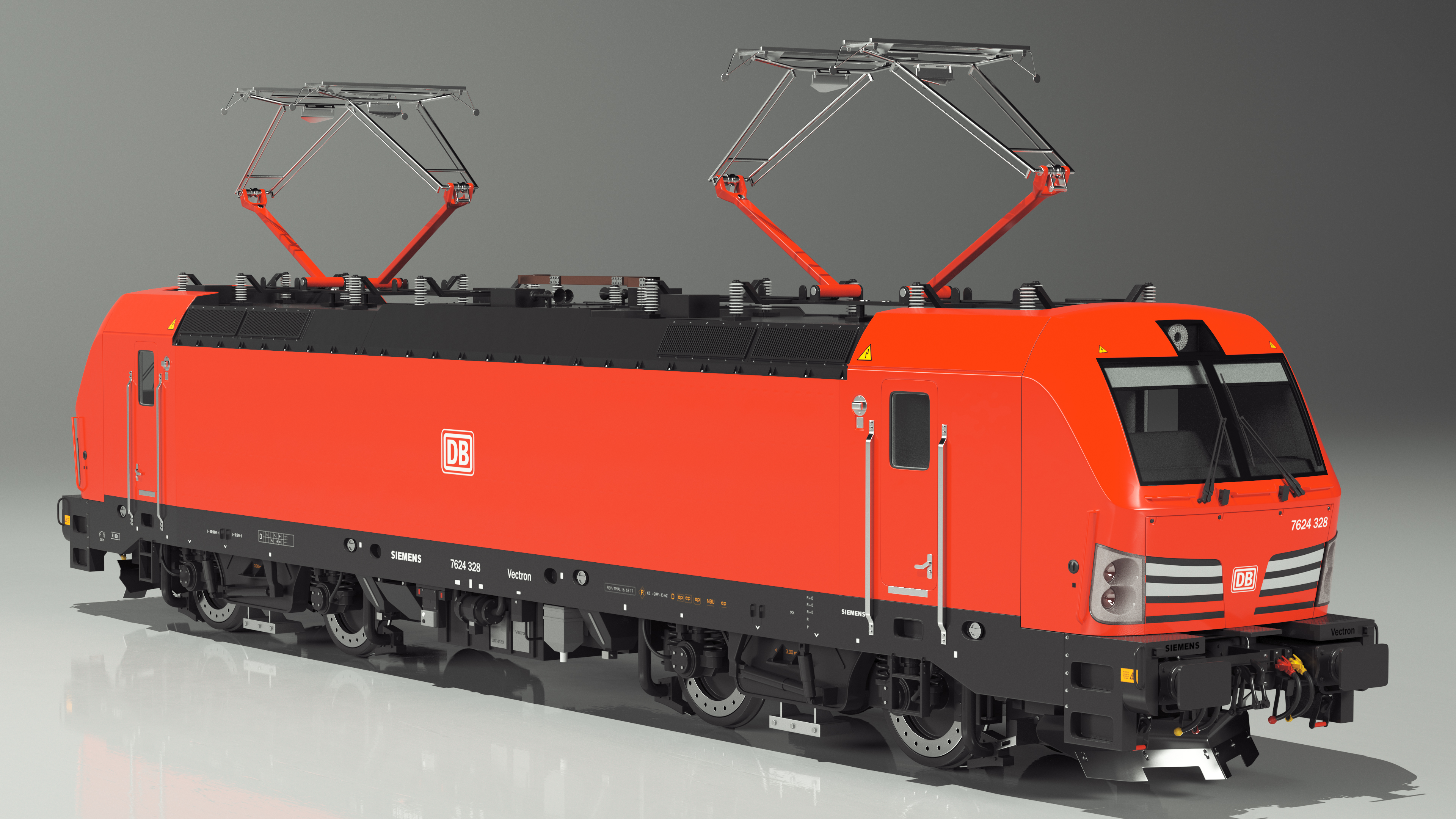 3D Red Siemens Vectron Locomotive Rigged for Maya