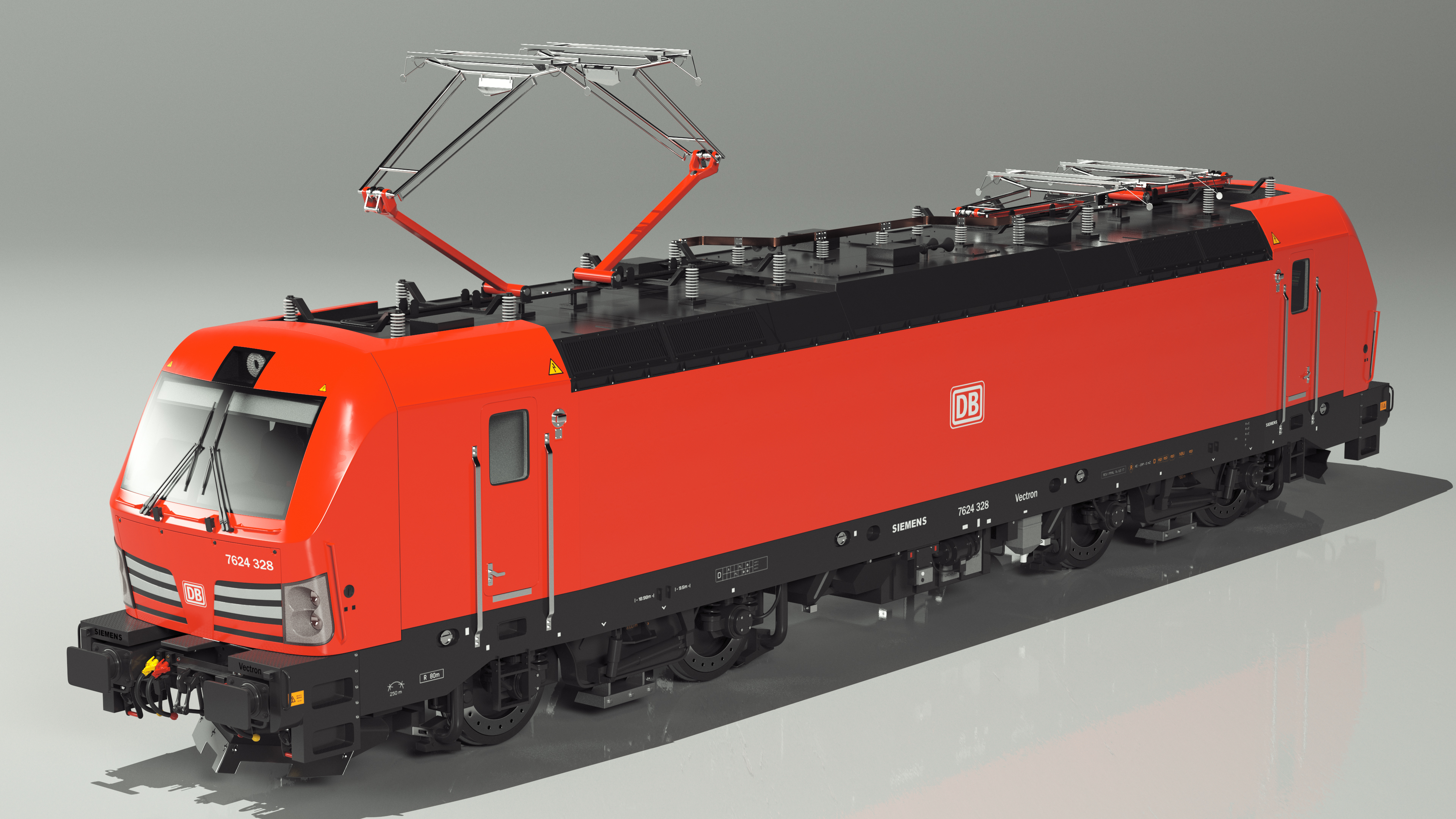 3D Red Siemens Vectron Locomotive Rigged for Maya