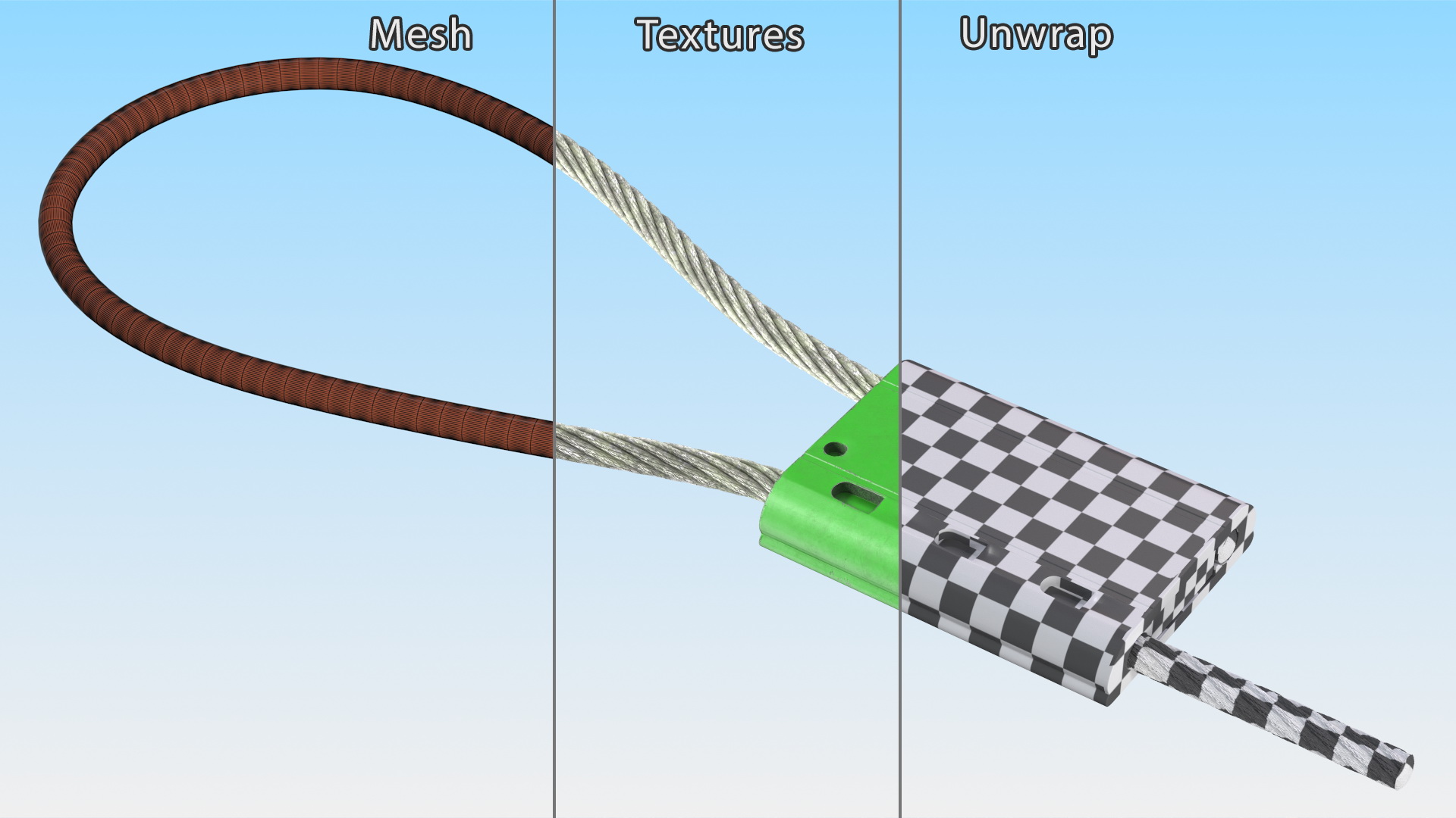 3D Green Tight Steel Cable Seal Loop model