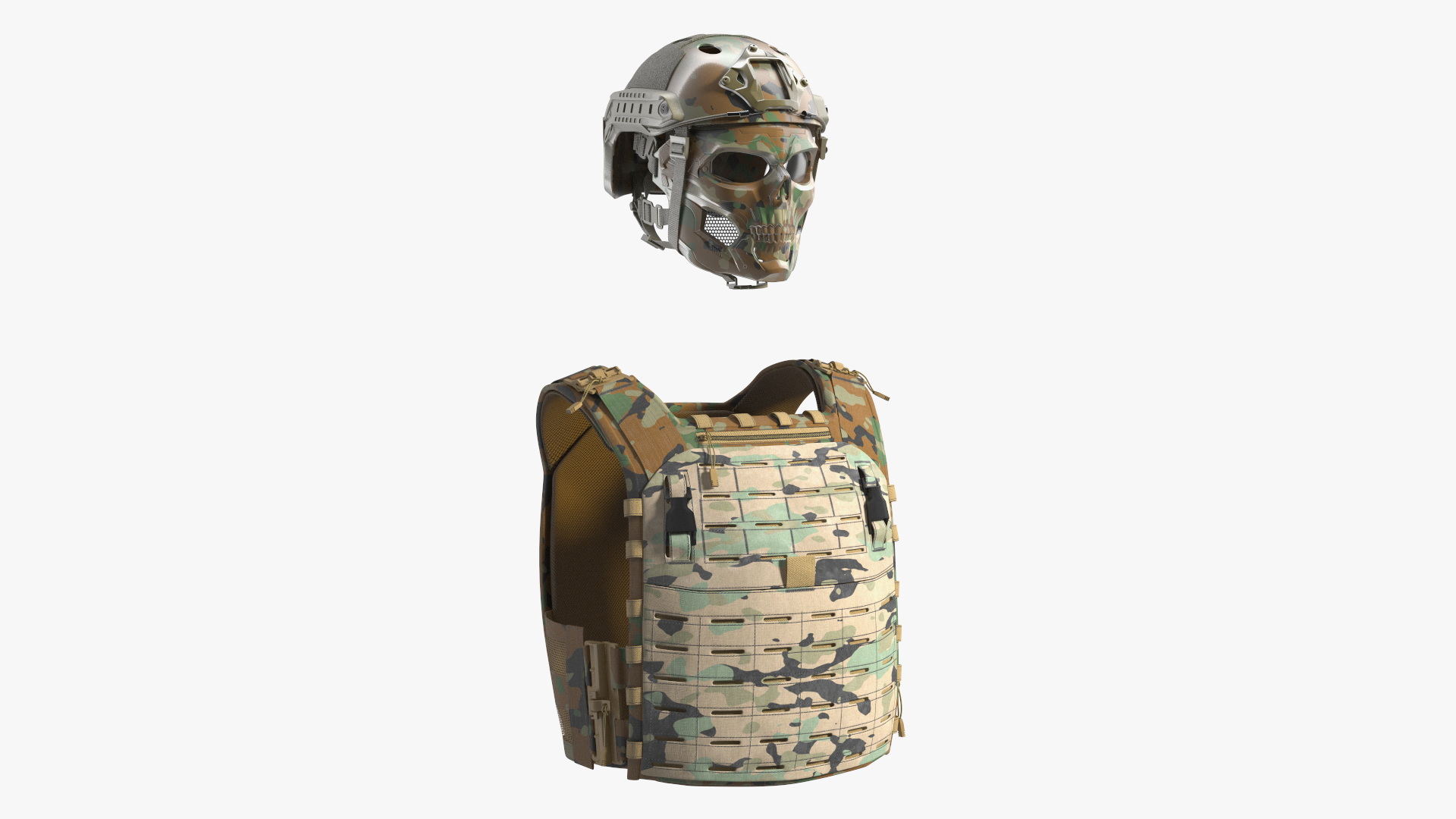 3D Tactical Body Armor Vest with Helmet