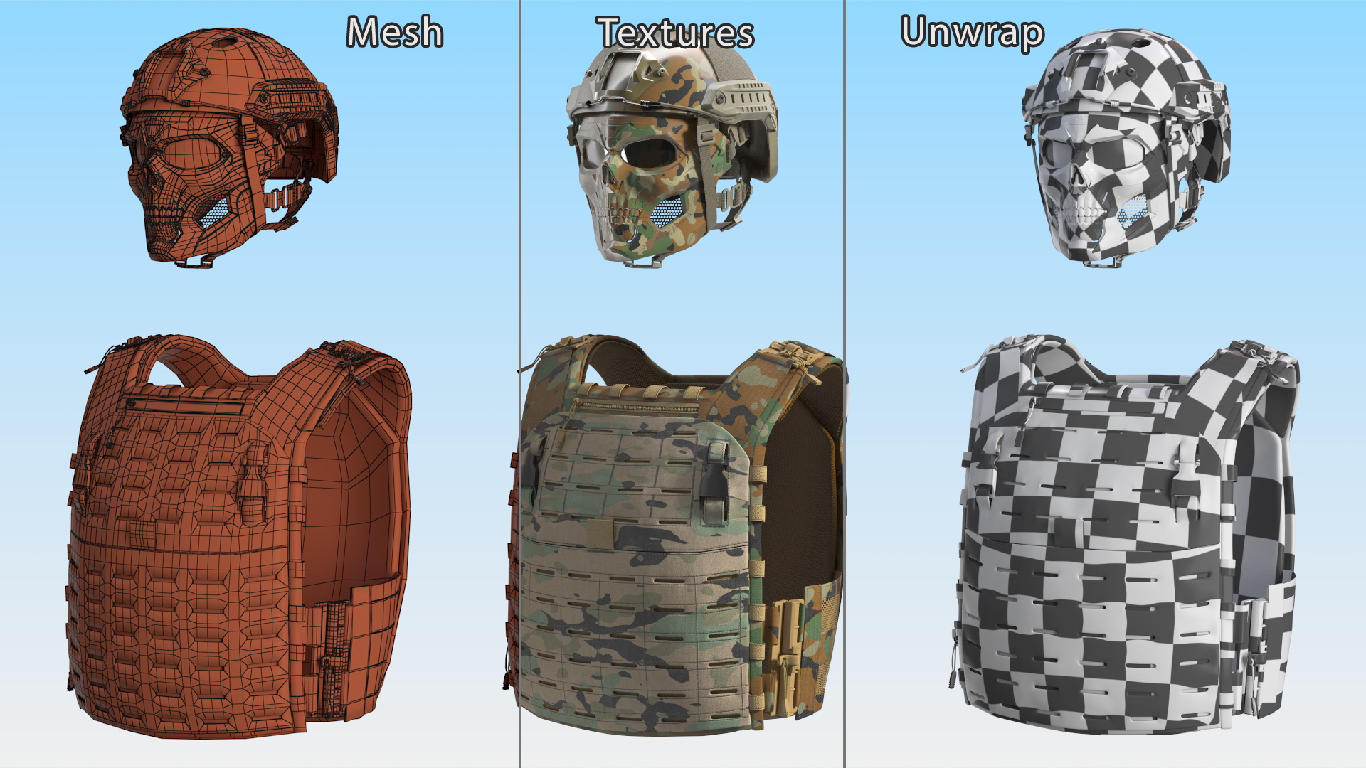 3D Tactical Body Armor Vest with Helmet