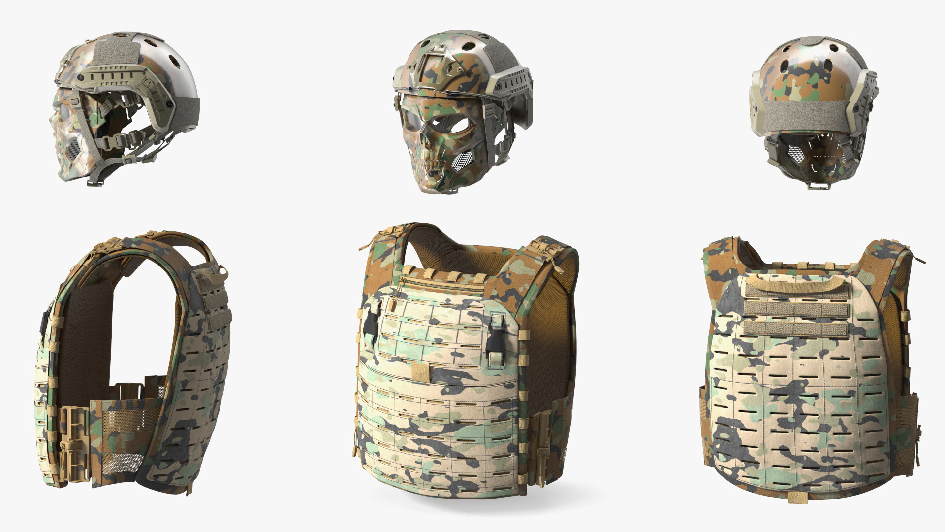 3D Tactical Body Armor Vest with Helmet