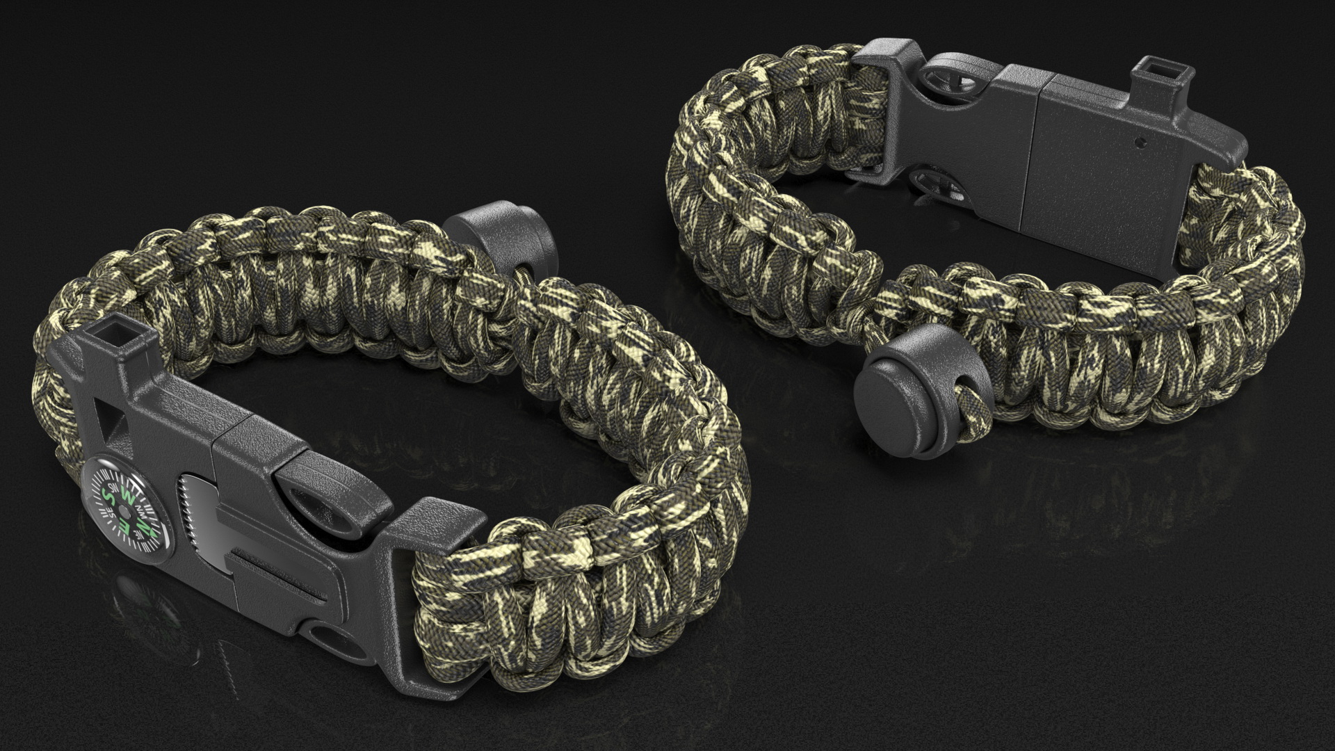 3D Paracord Survival Bracelet Camo