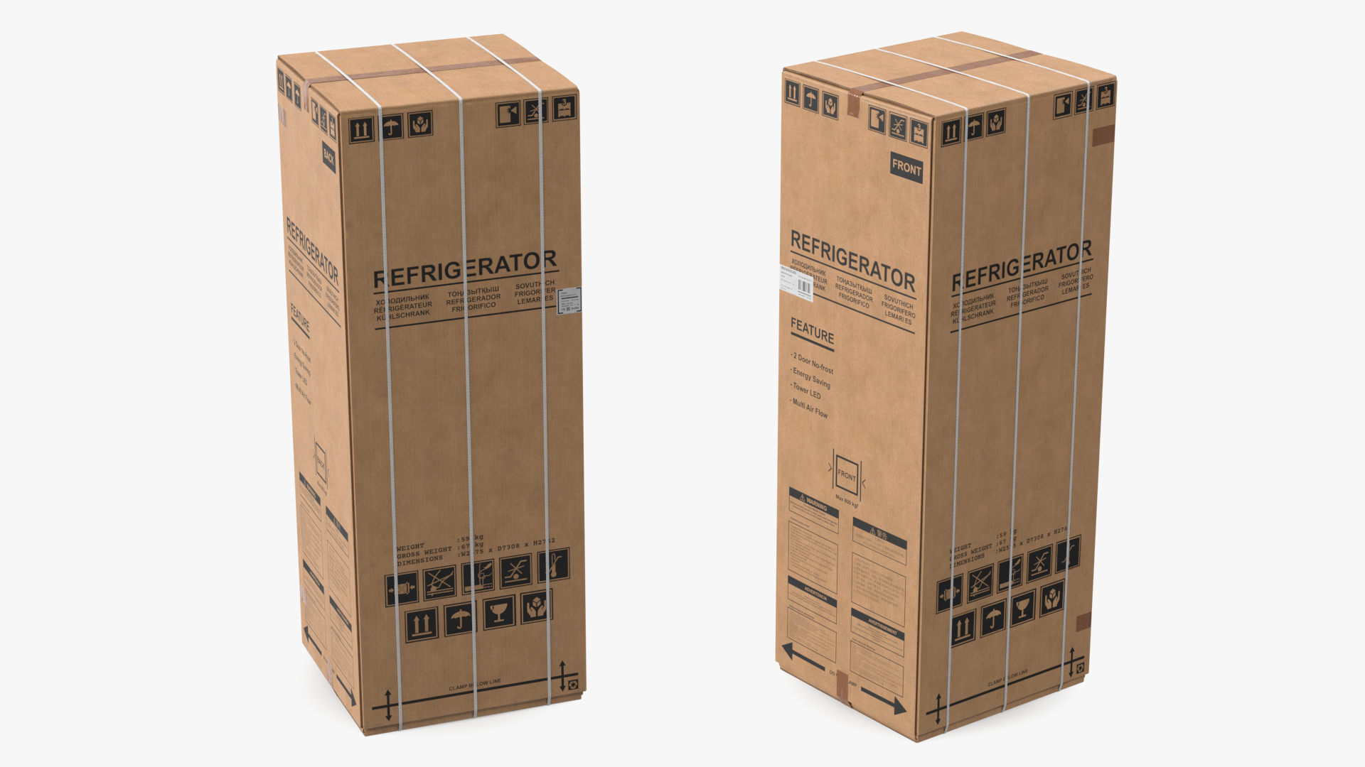 Old Fridge Cardboard Package Box 3D