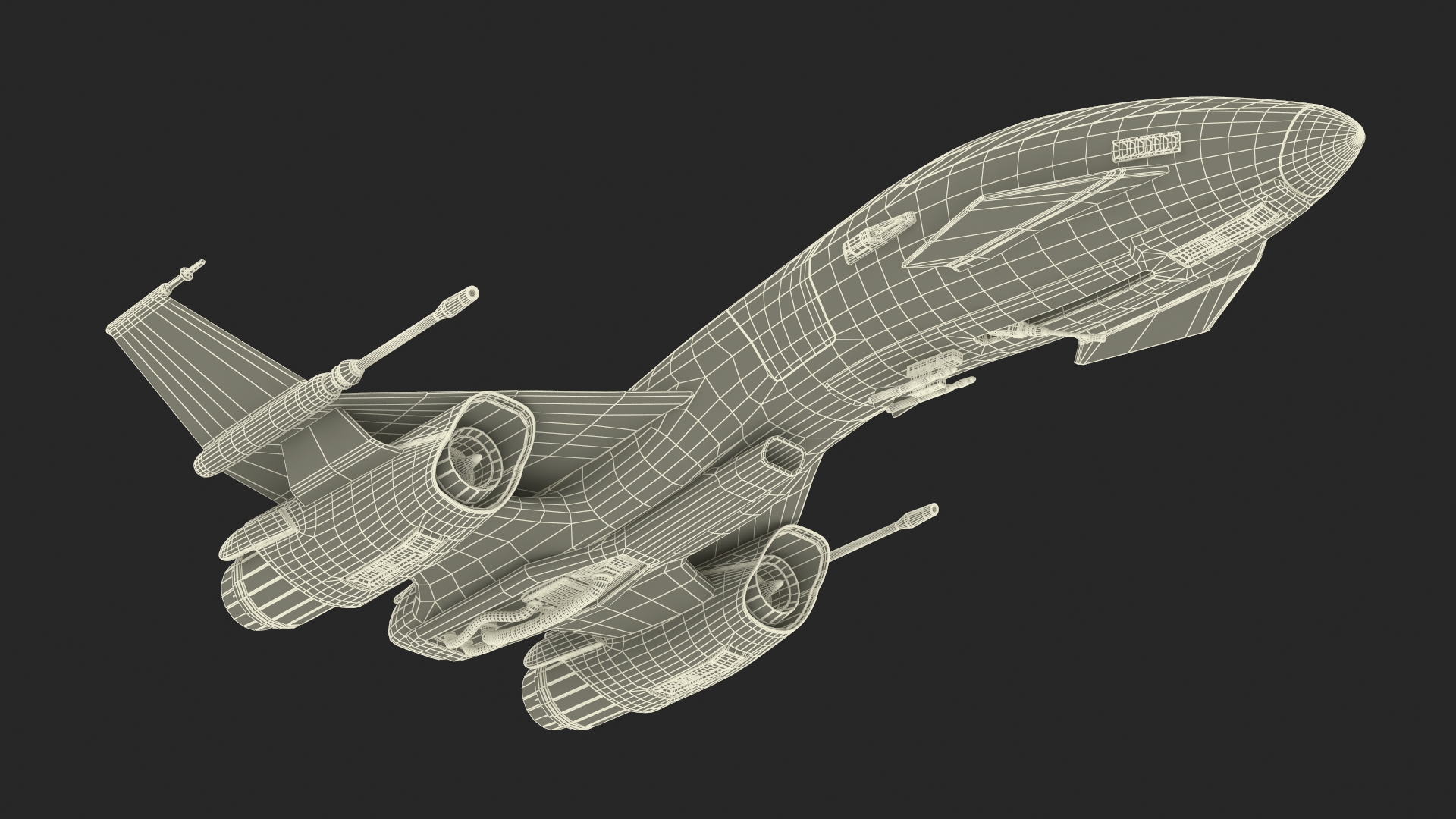 Dirty Futuristic Fighter Spaceship in Flight 3D model