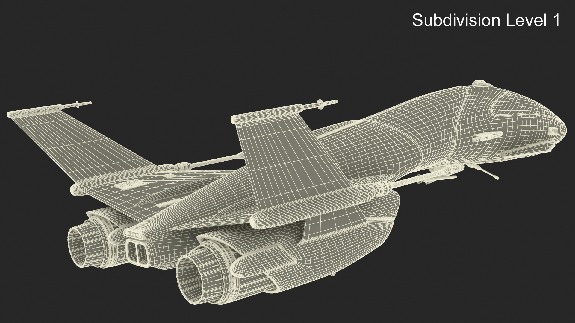 Dirty Futuristic Fighter Spaceship in Flight 3D model