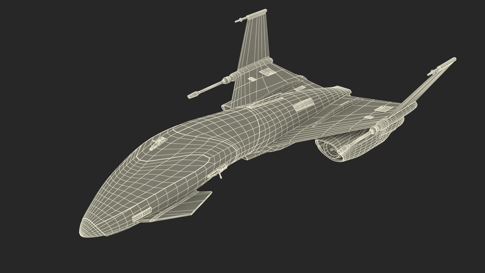 Dirty Futuristic Fighter Spaceship in Flight 3D model