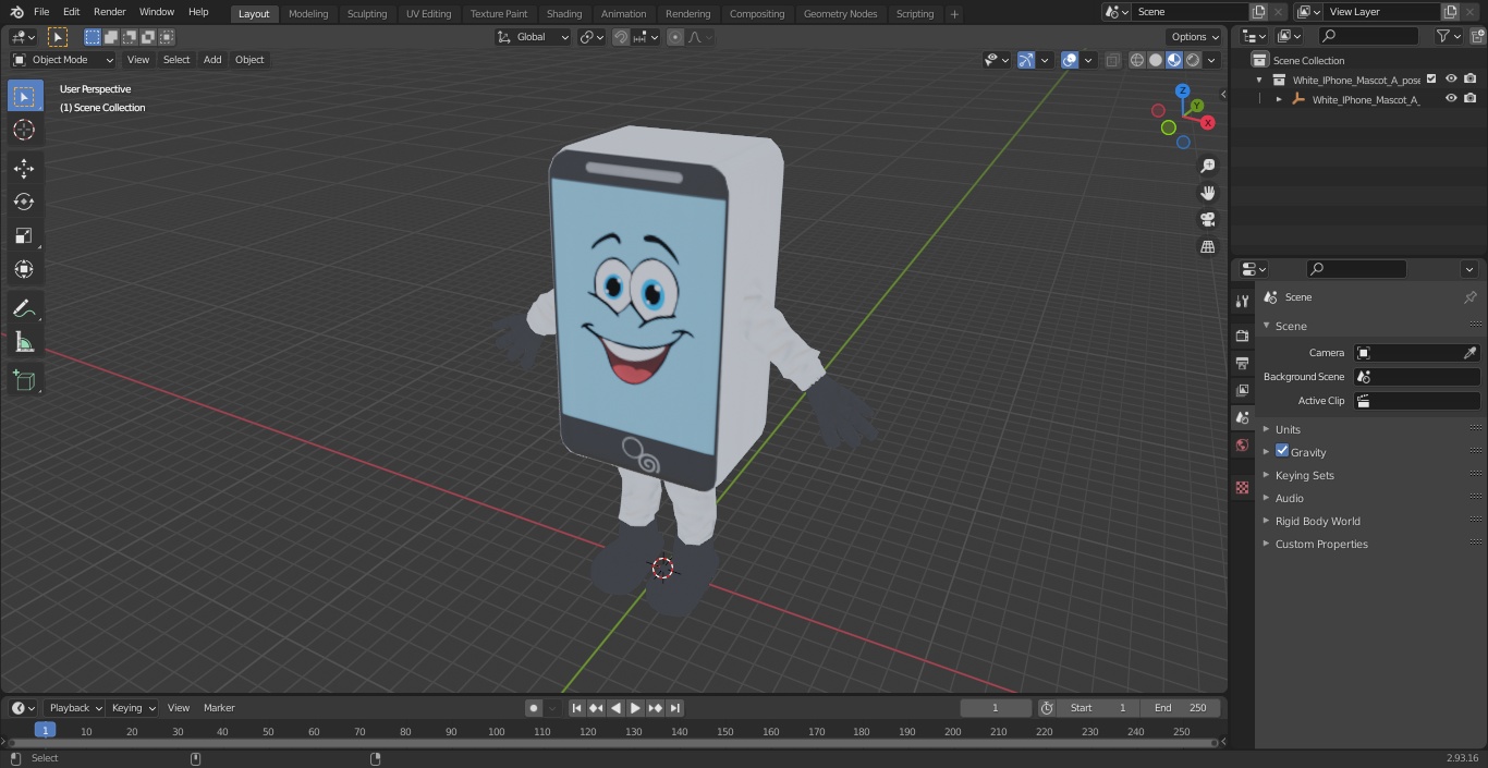 3D White IPhone Mascot A-pose