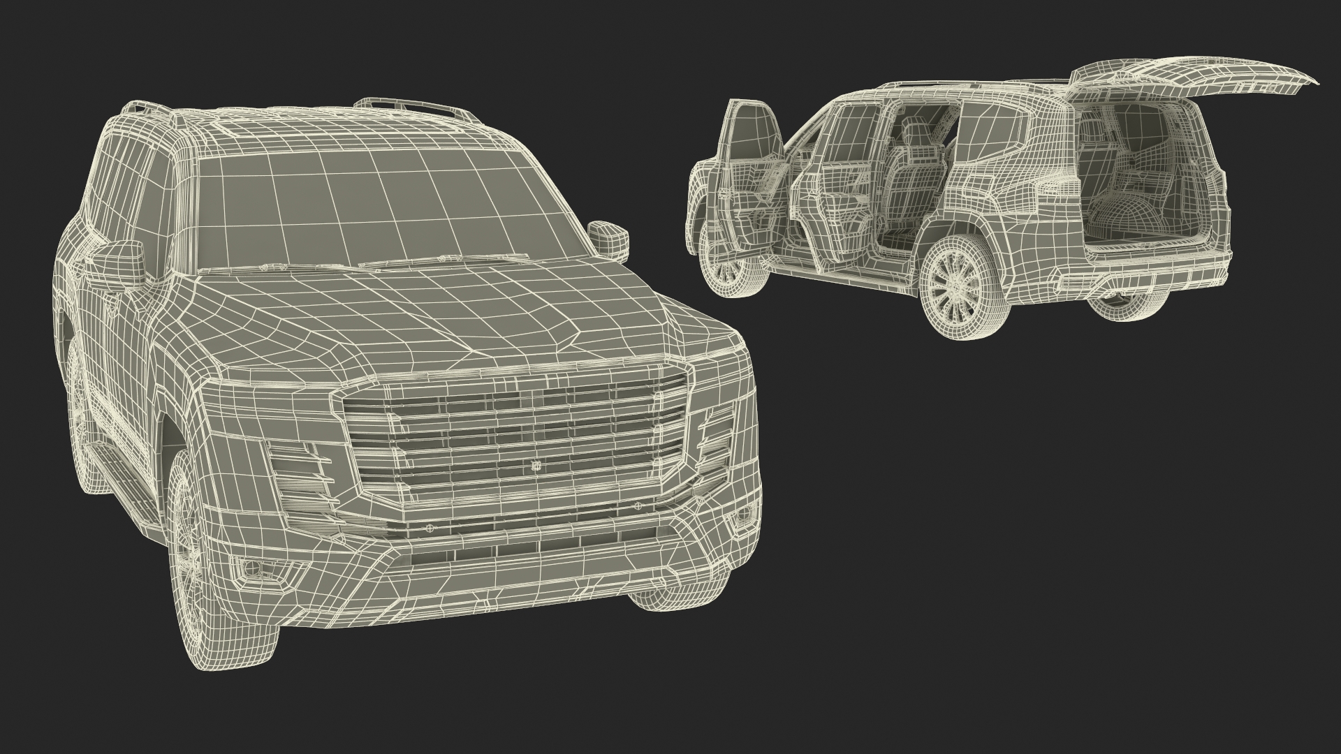 3D model Dark Blue  SUV Simplified