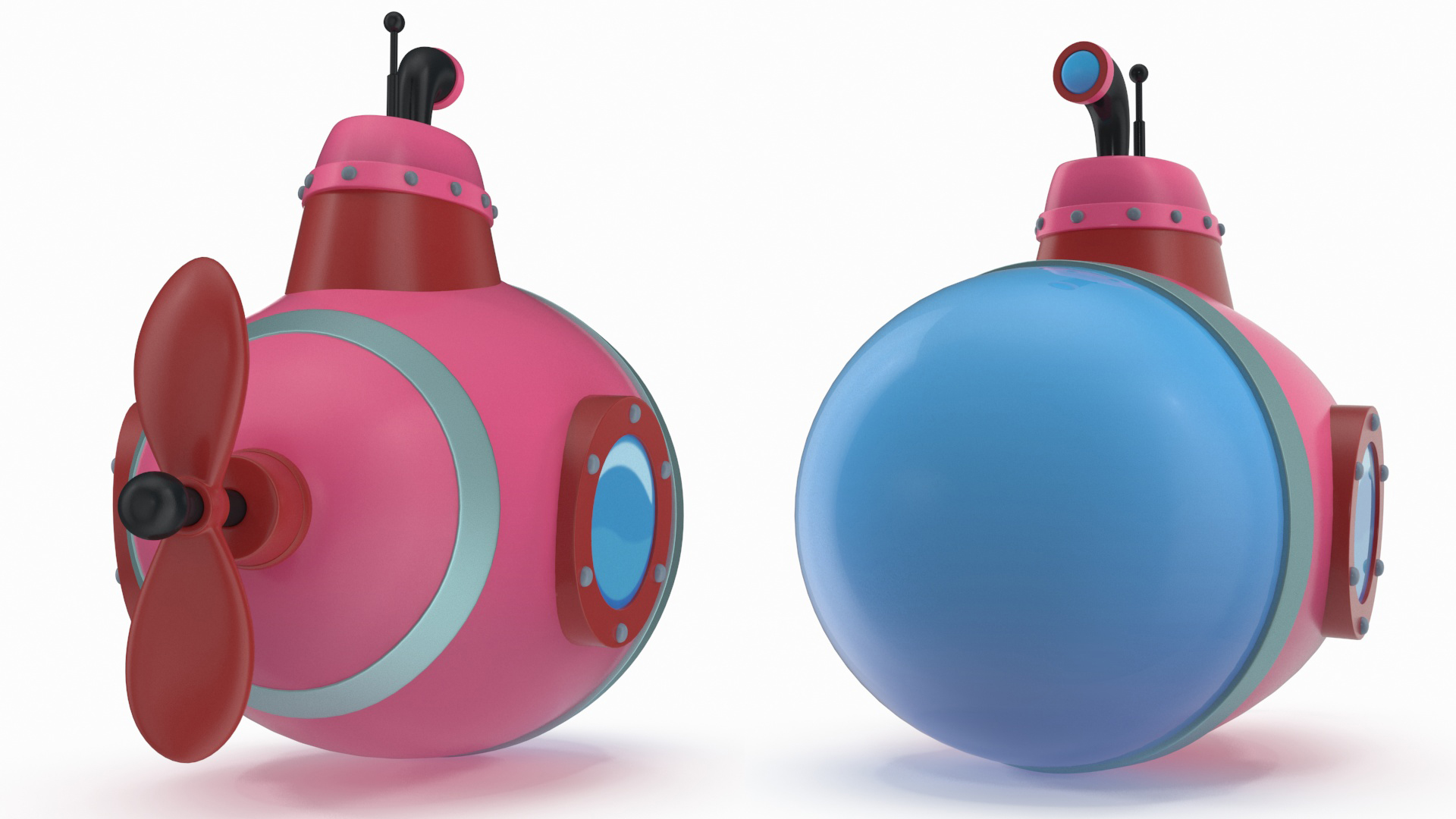 3D Cartoon Style Submarine Pink model