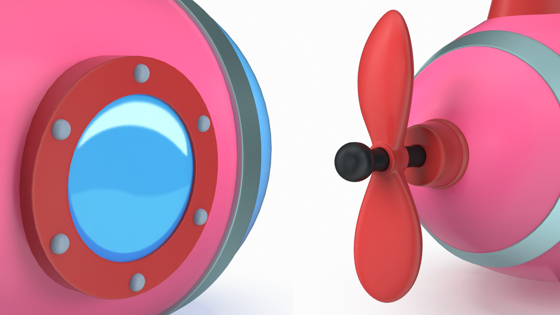 3D Cartoon Style Submarine Pink model