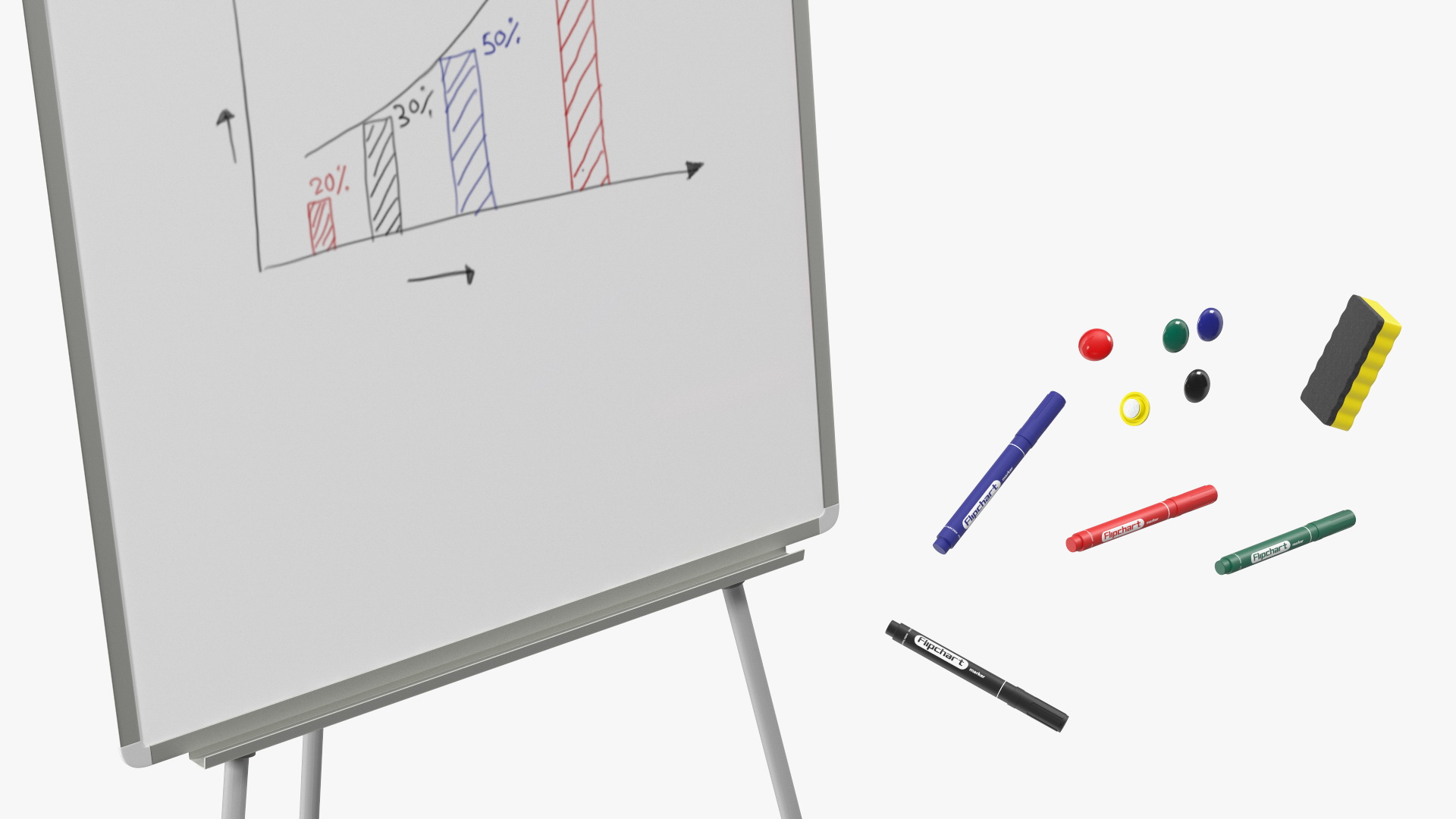 3D model Flip Chart Stand with Magnets and Sponge