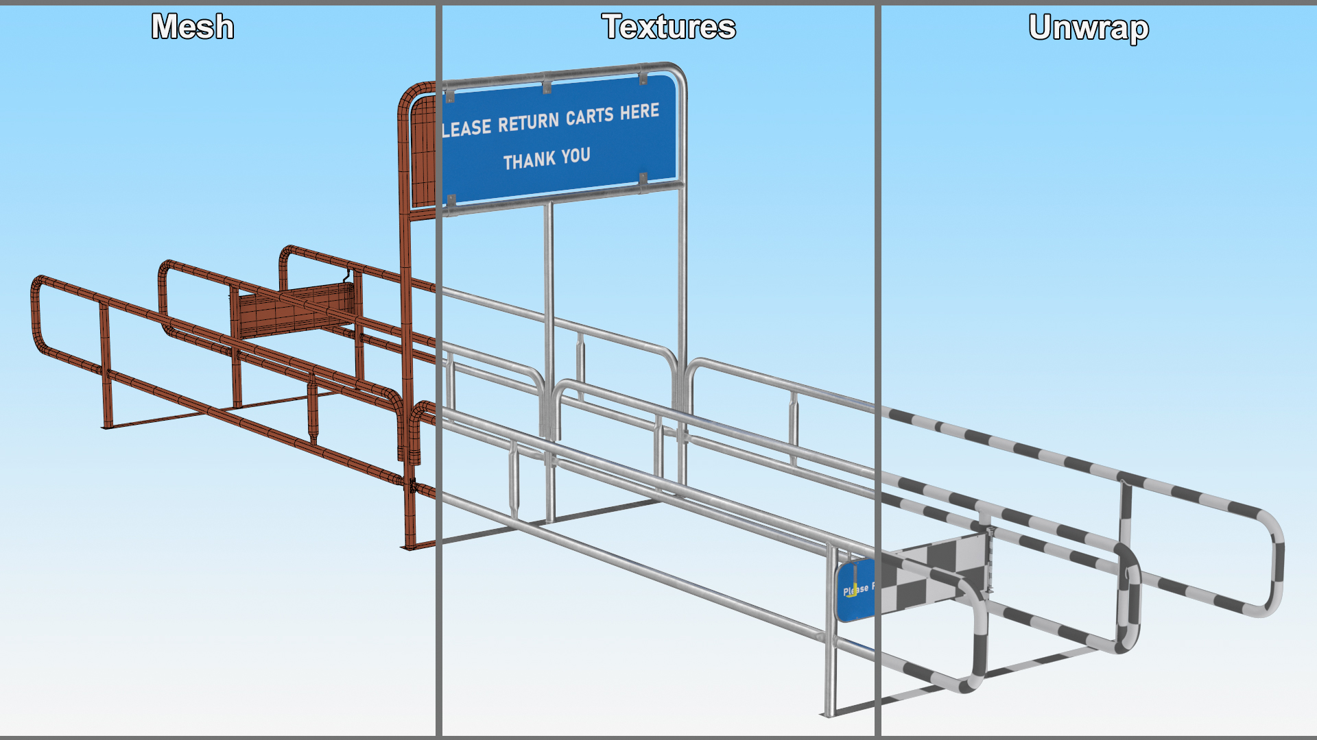 Shopping Cart Corral Bidirect 3D model