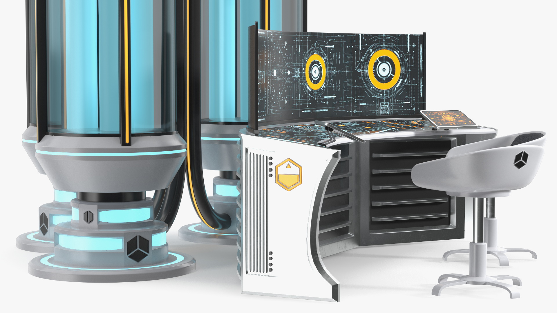 Futuristic Control Panel Station 3D