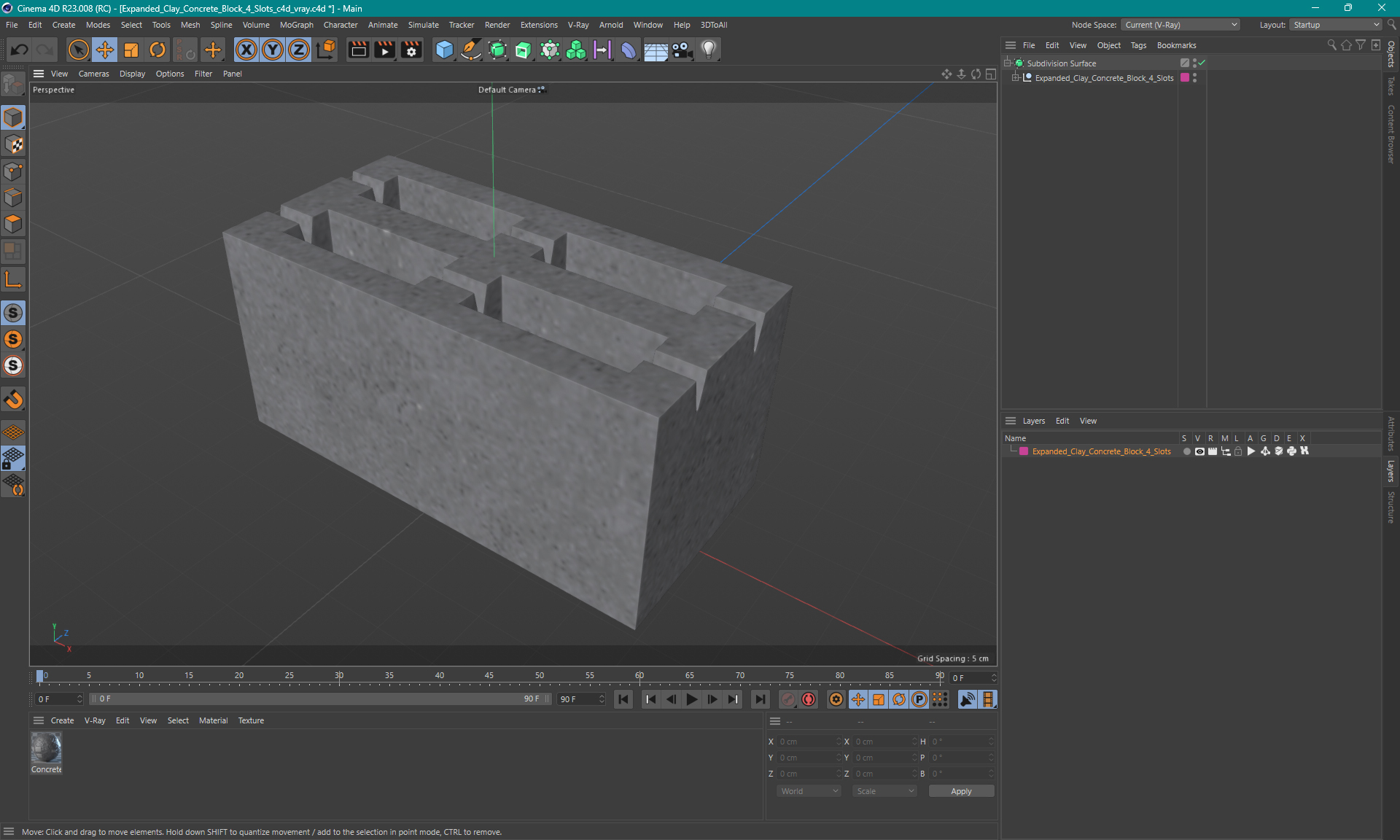 3D Expanded Clay Concrete Block 4 Slots