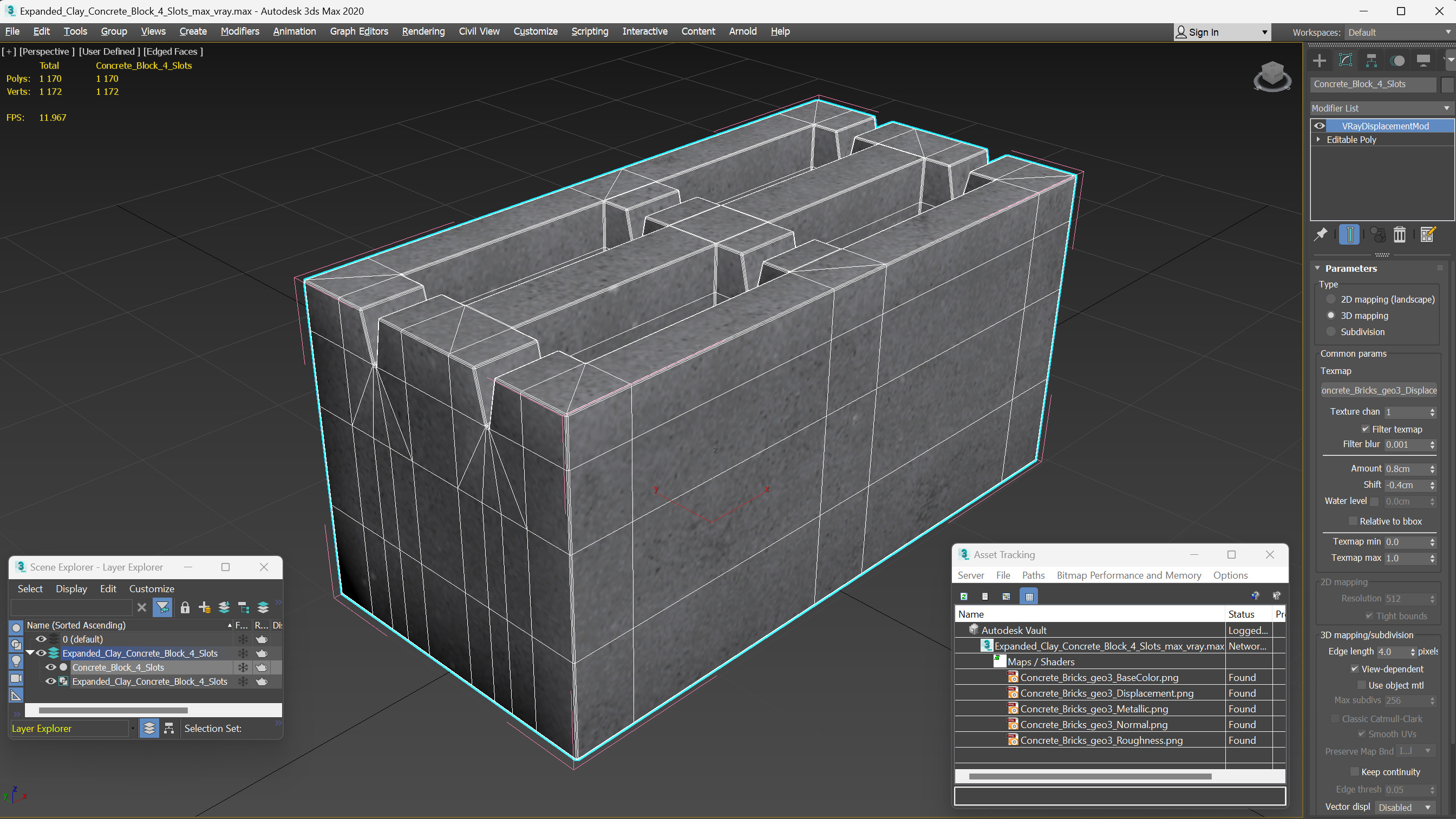 3D Expanded Clay Concrete Block 4 Slots