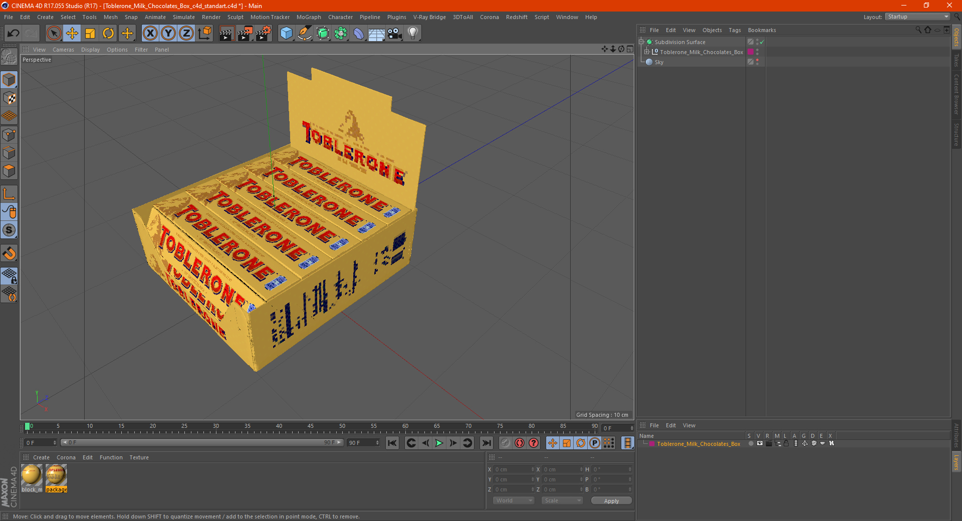 Toblerone Milk Chocolates Box 3D model