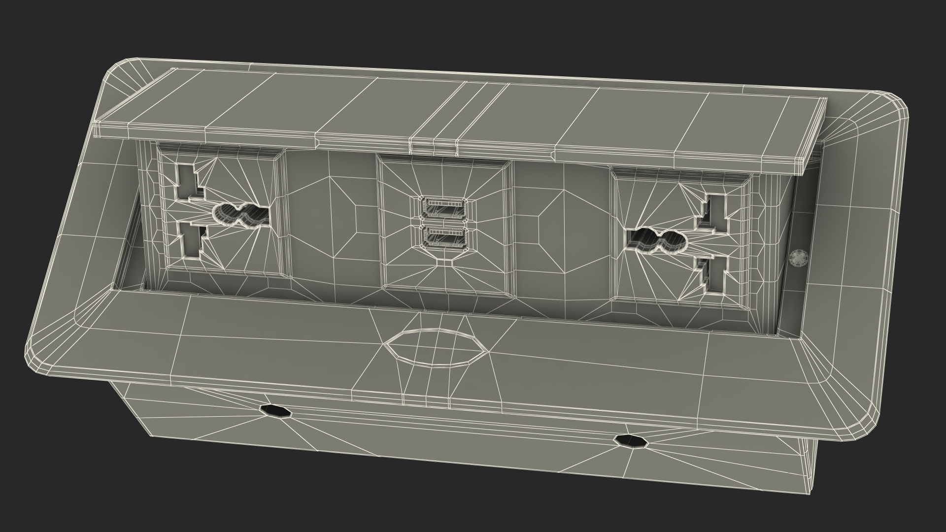 Connection Box Tabletop Universal Socket USB Charger Grey 3D