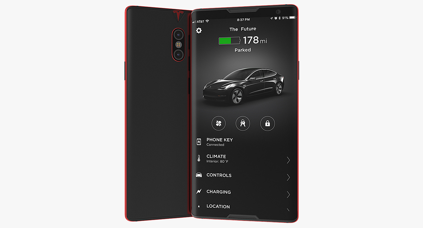 3D Tesla Phone Concept Red model