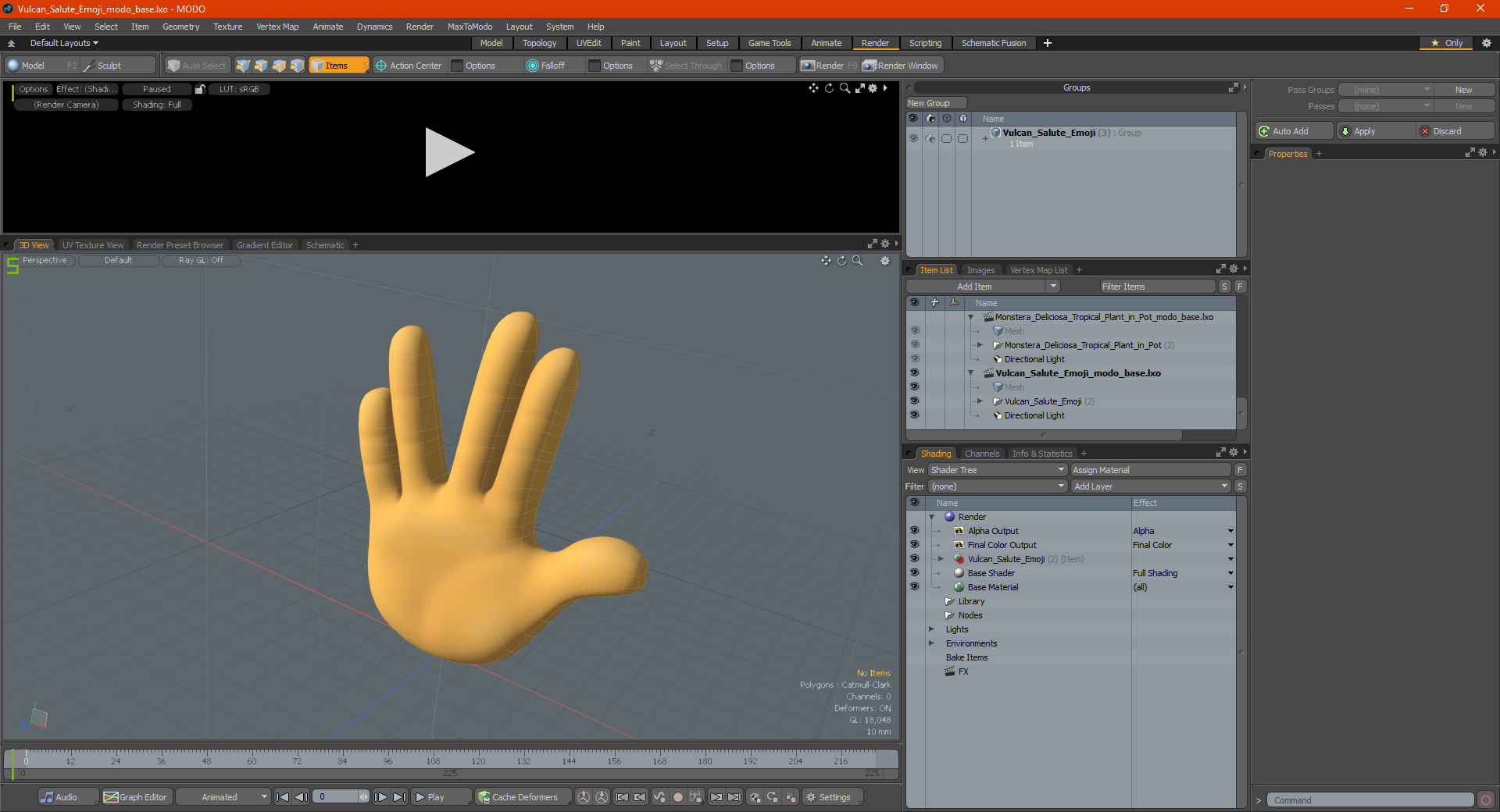 Vulcan Salute Emoji 3D model