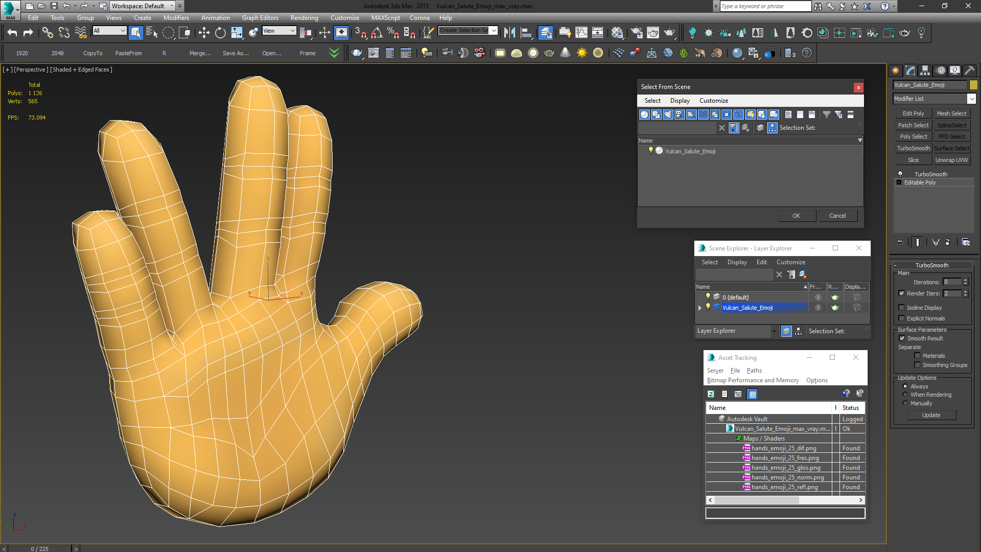 Vulcan Salute Emoji 3D model