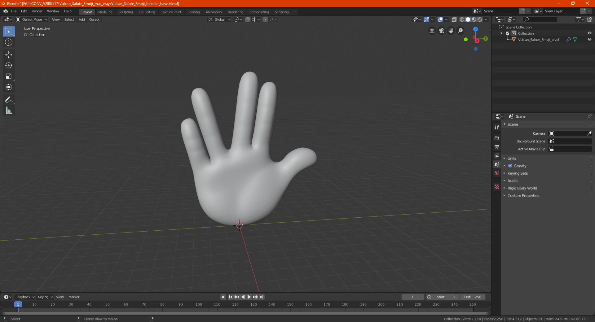 Vulcan Salute Emoji 3D model