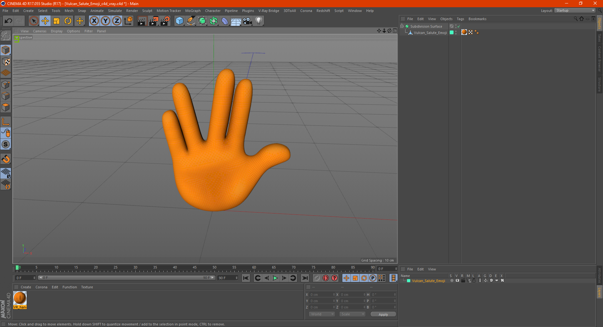 Vulcan Salute Emoji 3D model