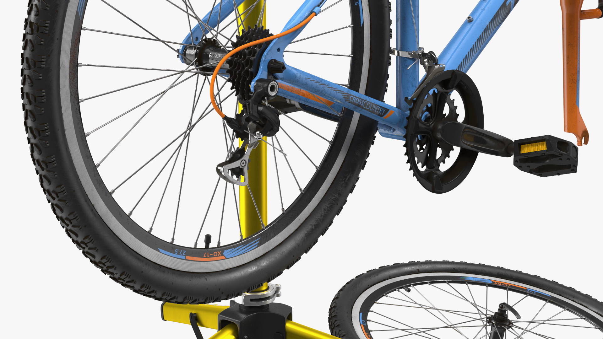 Mountain Bike Repair Stand with Parts 3D