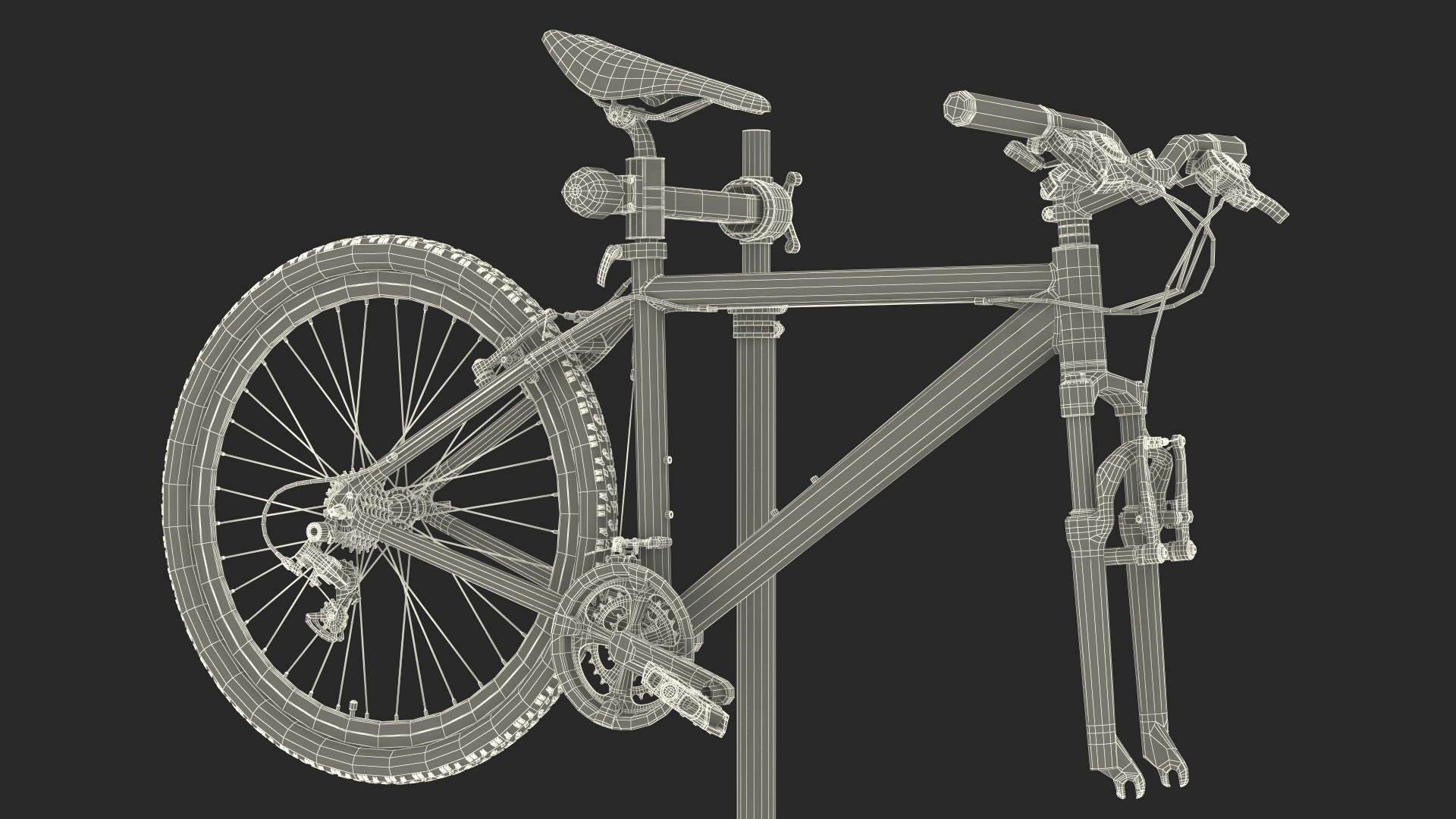 Mountain Bike Repair Stand with Parts 3D