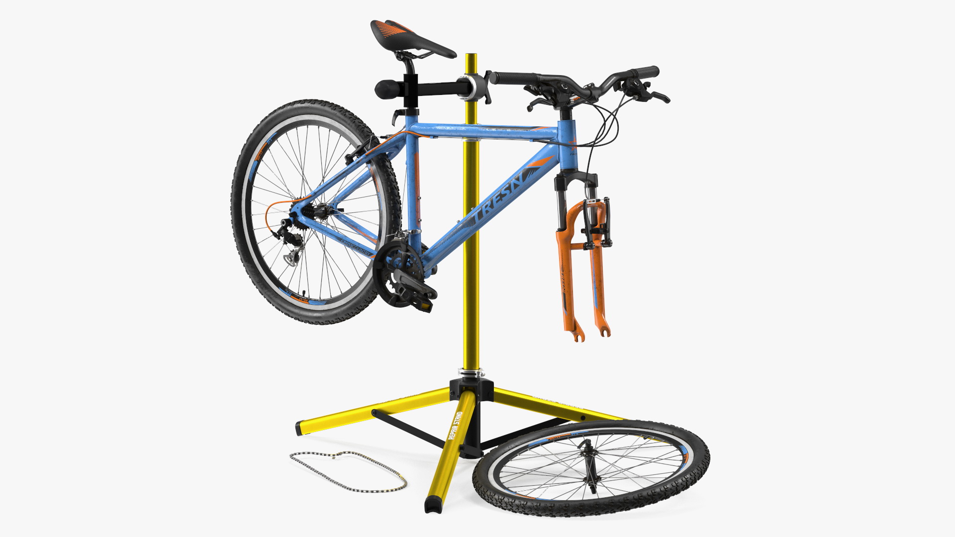 Mountain Bike Repair Stand with Parts 3D